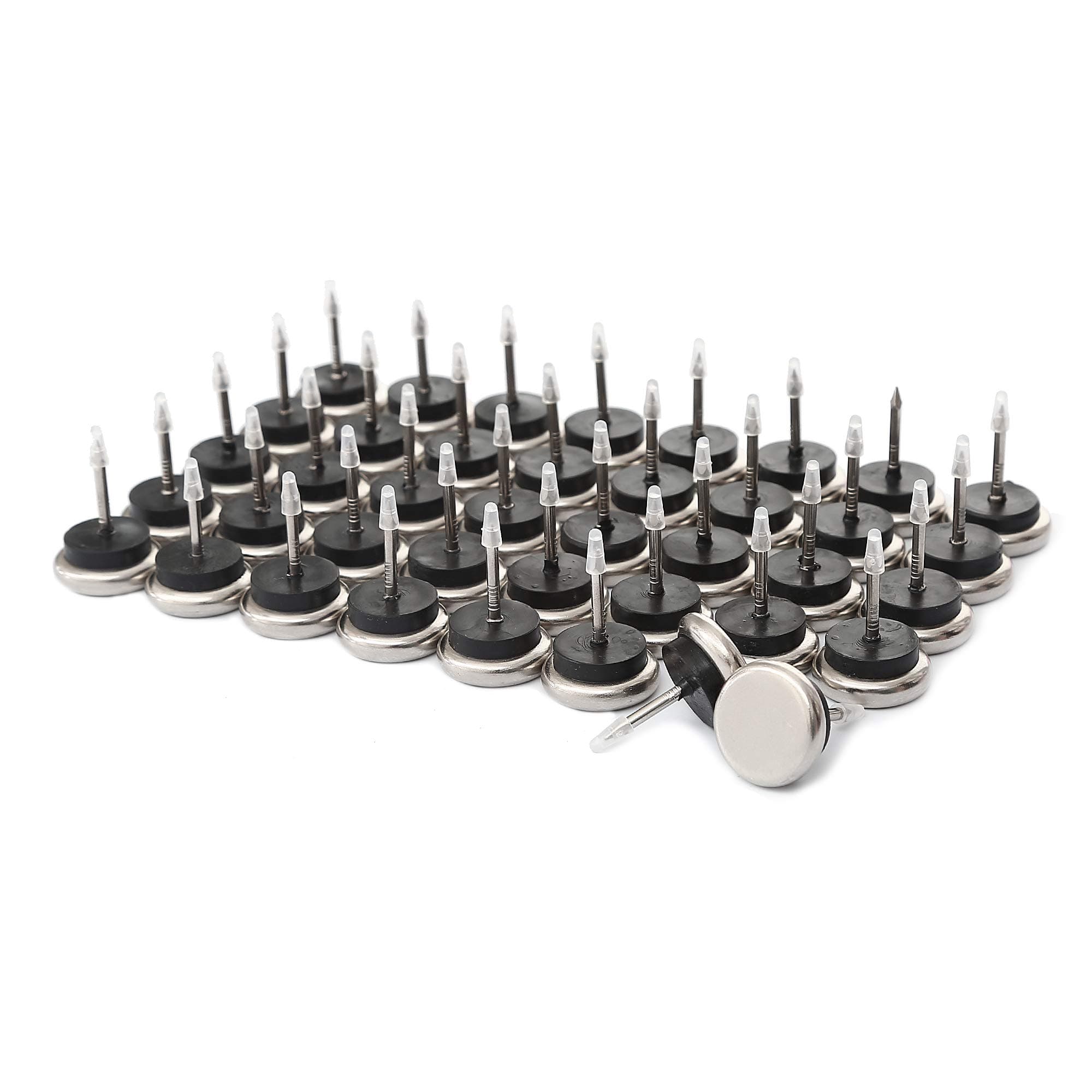 Dia Nail On Furniture Glides for Chairs, Tables - Furnigear Nickel Base Cushioned Furniture Nails - Allowing Chairs to Glide Effortlessly Over Carpet Floors (1", 40 Pack-Grey)