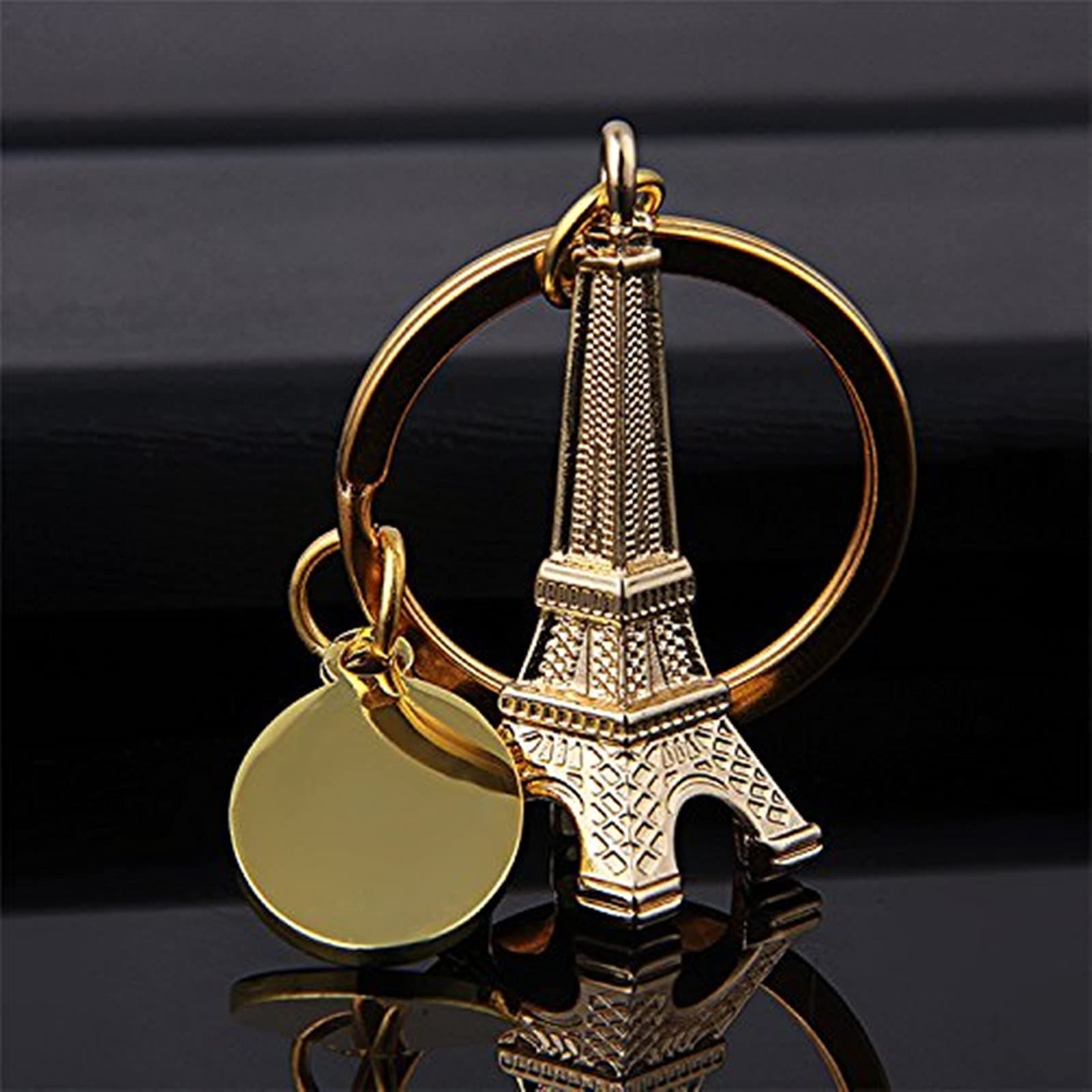 Axmerdal Eiffel Tower key chain favor from Paris French souvenirs key rings (Gold)