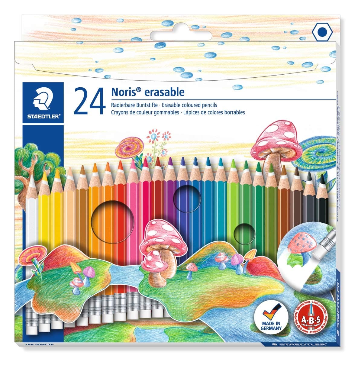 144 50NC24 Noris Club Erasable Colouring Pencils - Assorted Colours, Pack of 24