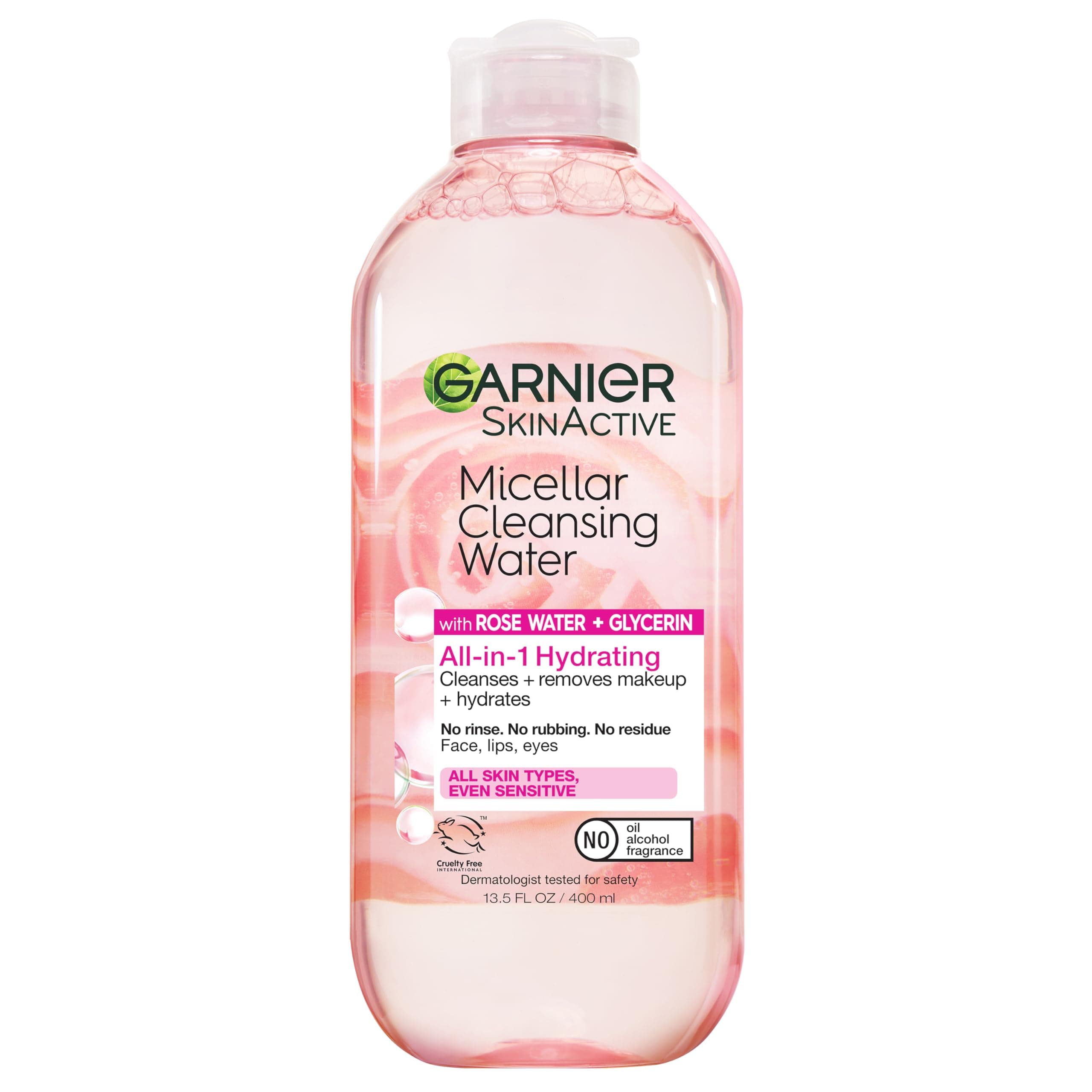 Garnier SkinActive Micellar Cleansing Water with Rose Water and Glycerin, All-in-1 Hydrating, For Normal to Dry Skin, 13.5 Fl Oz…