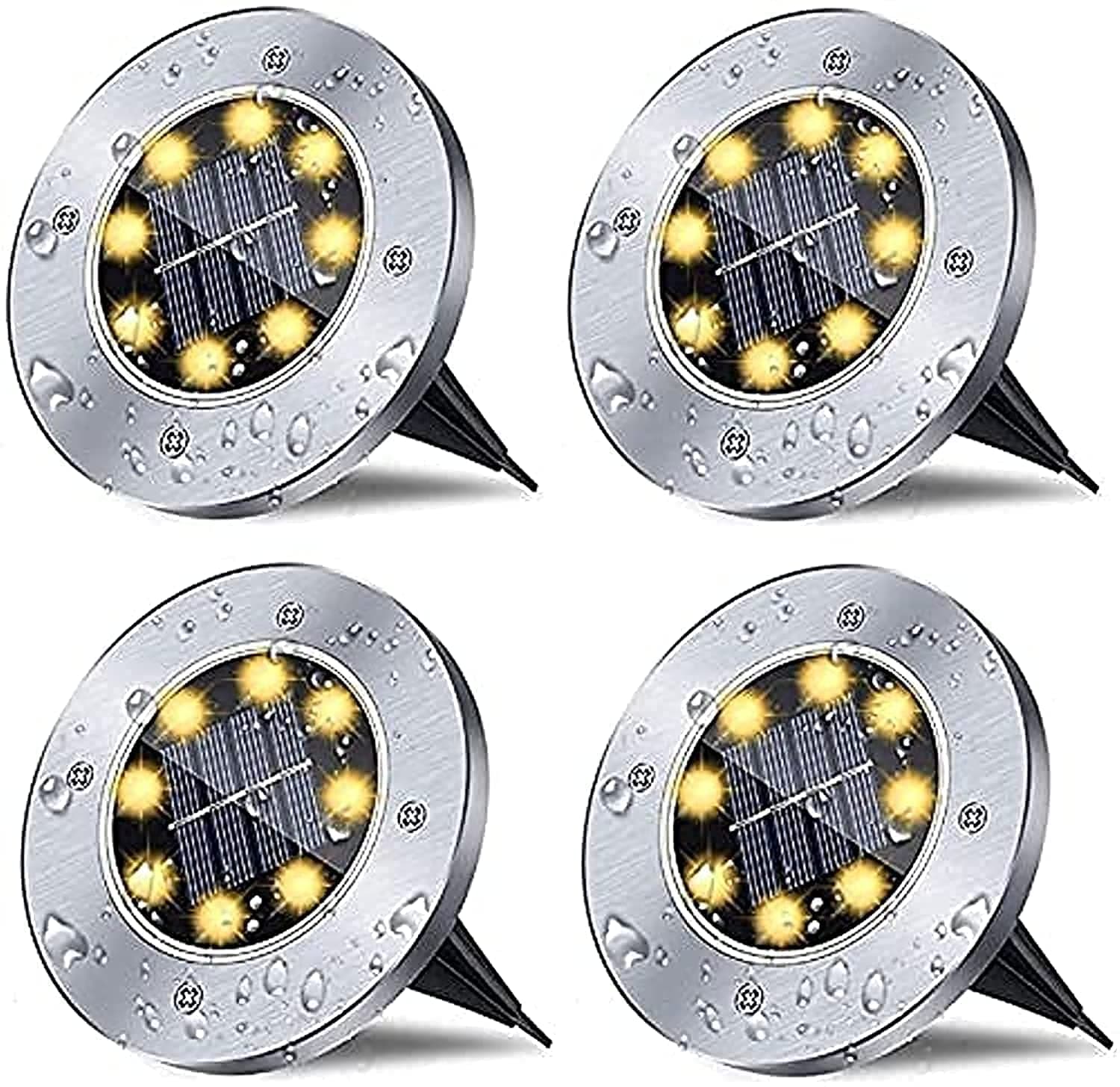 Beauenty Solar Ground Lights, Waterproof Solar Garden Lights, Upgraded Outdoor Garden Waterproof Bright in-Ground Lights, Landscape Lights for Pathway,Yard,Deck,Lawn,Patio,Walkway (4 Pack Warm Light)