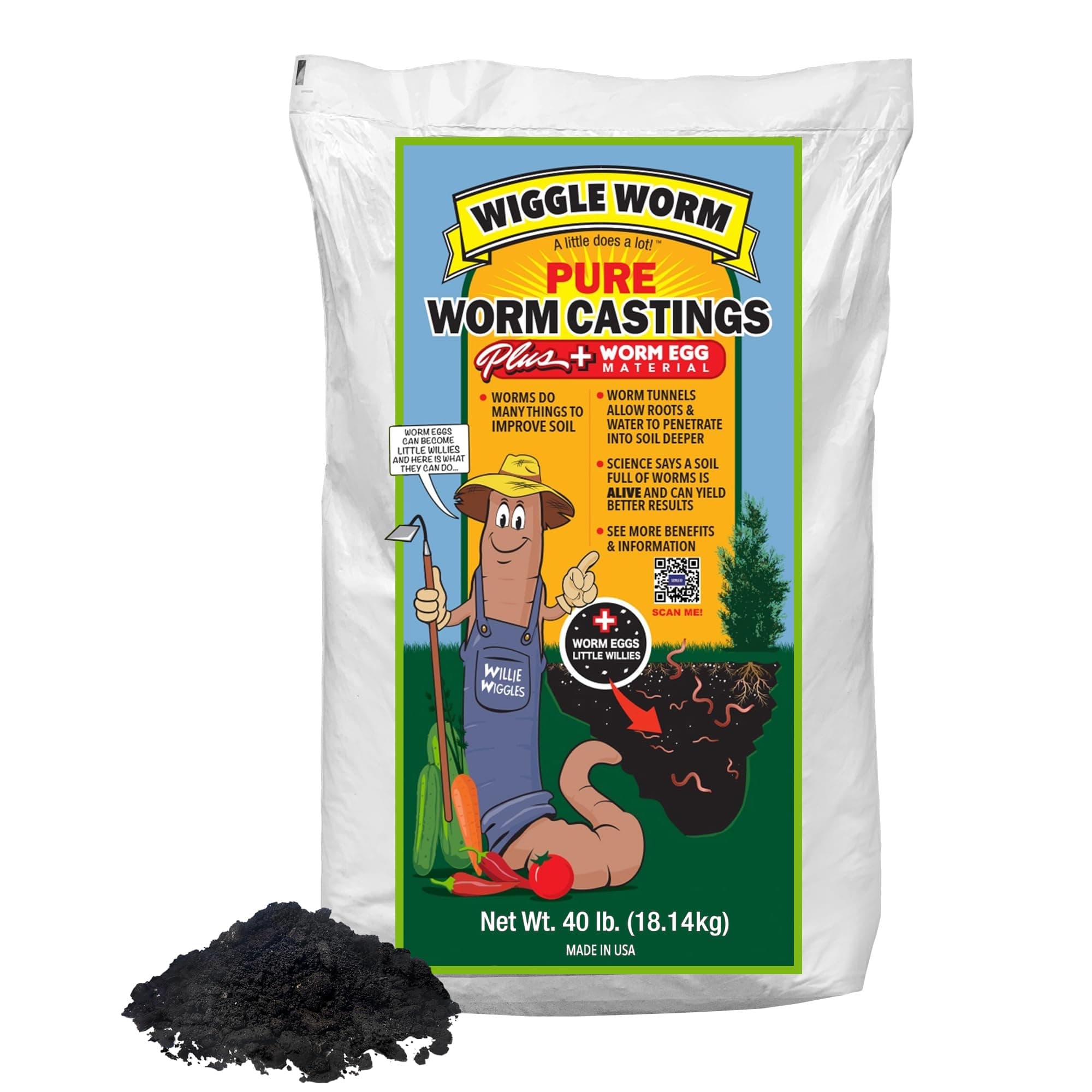 Castings Plus Worm Egg Material, 40-Pounds - Fertilizer for Houseplants, Vegetables, and More - Earthworm Castings to Help Improve Soil Fertility and Aeration