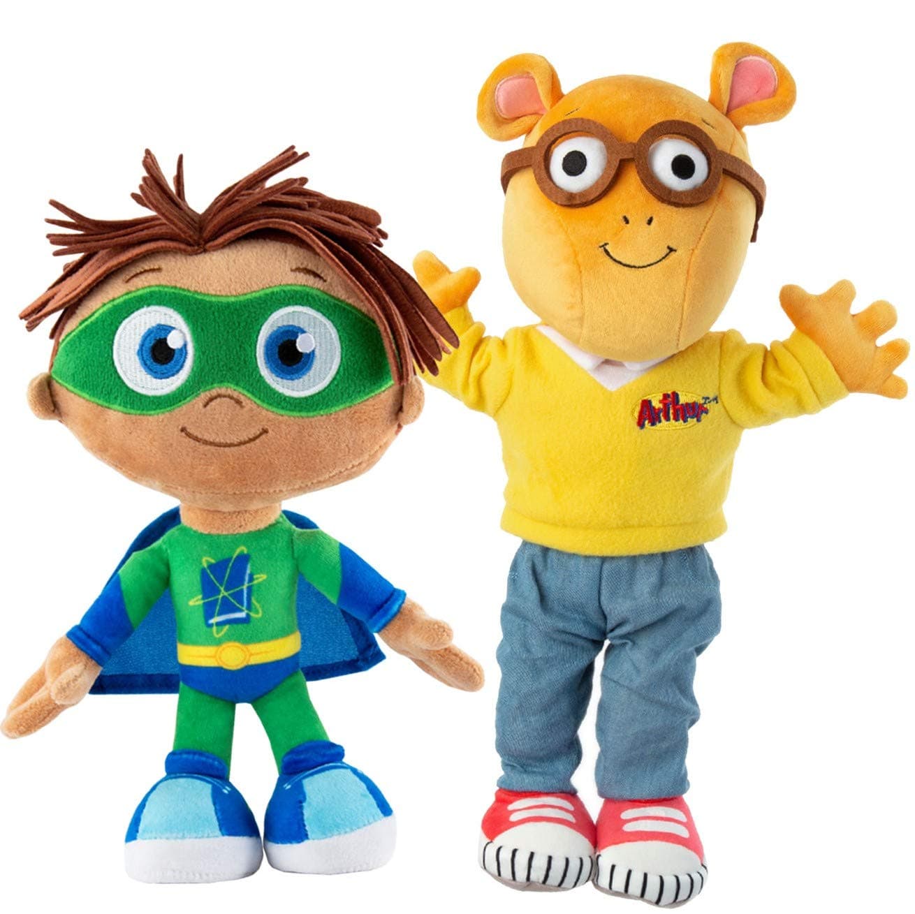 Super Why and Arthur The Aardvark Plush Toys - Officially Licensed PBS Educational Toy for Children - Super Why Wyatt Plush Toy Doll (10 Inch) - Daytime Arthur (15 Inches) Cute, Soft, Stuffed Plush