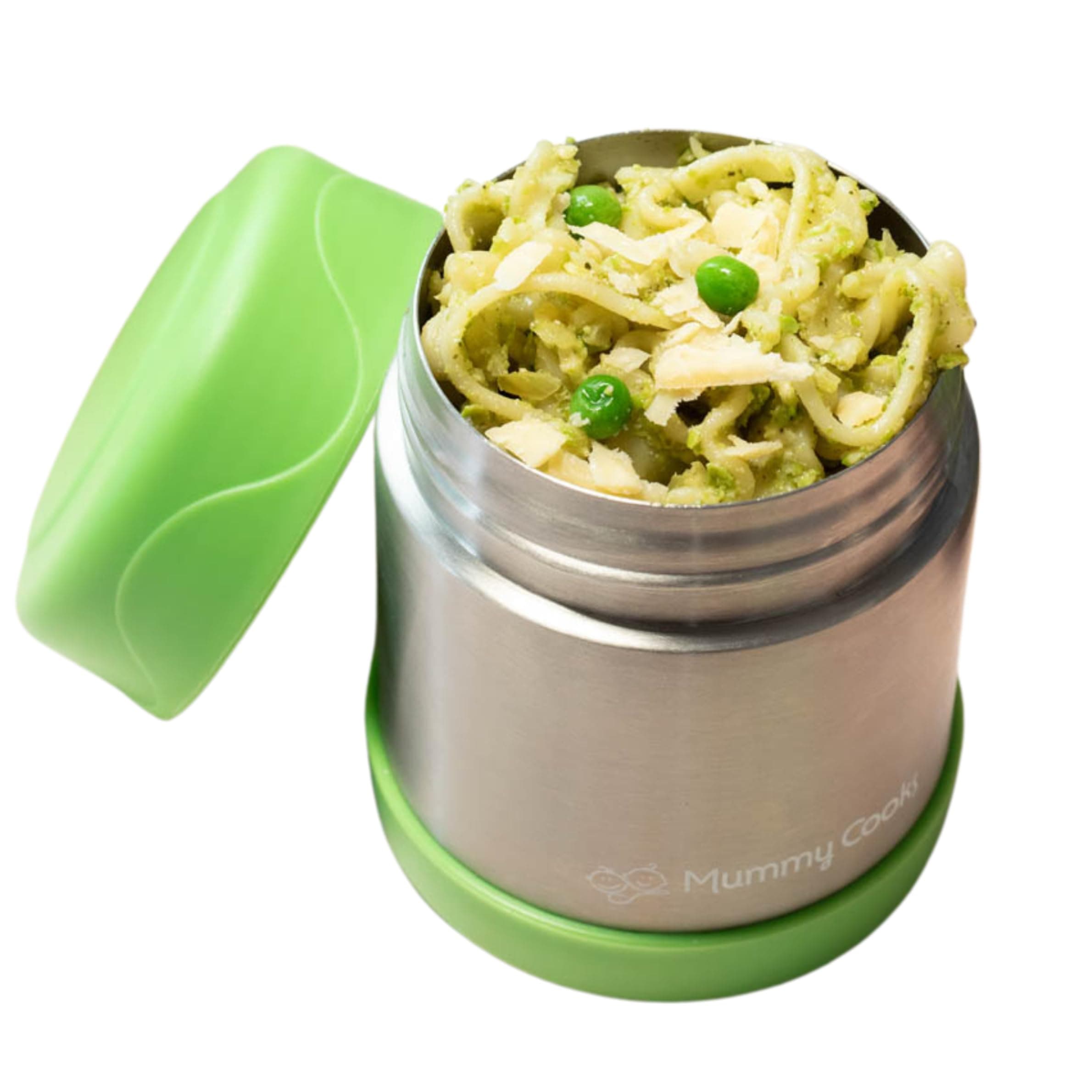 Thermal Insulated Children's Food Flask 300ml - Free Stickers (Green)