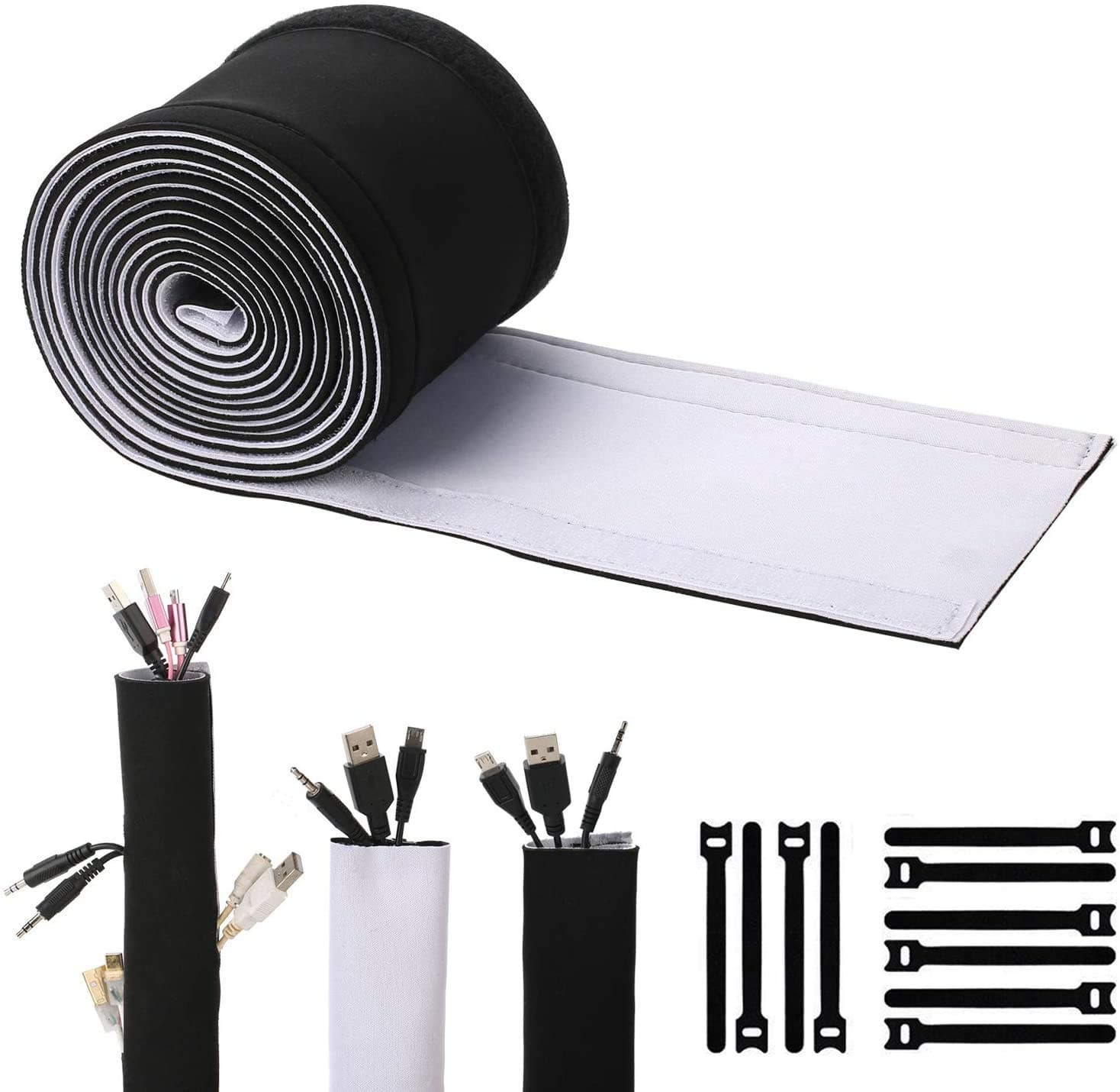 ENVEL, Neoprene Cable Organizer, Cable Cover to Hide TV Network USB PC Cables