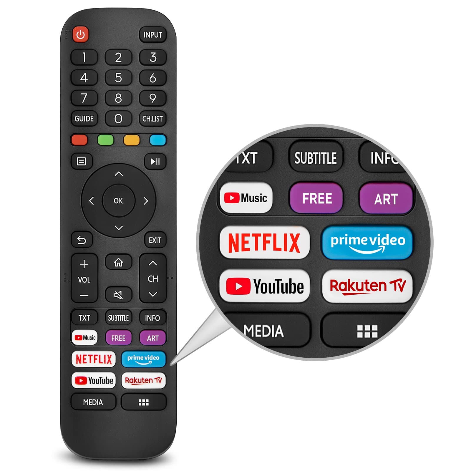 Universal Replacement for Hisense-VIDAA-TV-Remote, New Upgraded Infrared Hisense Remote Control EN2G30H/EN2A30,with Shortcut Buttons