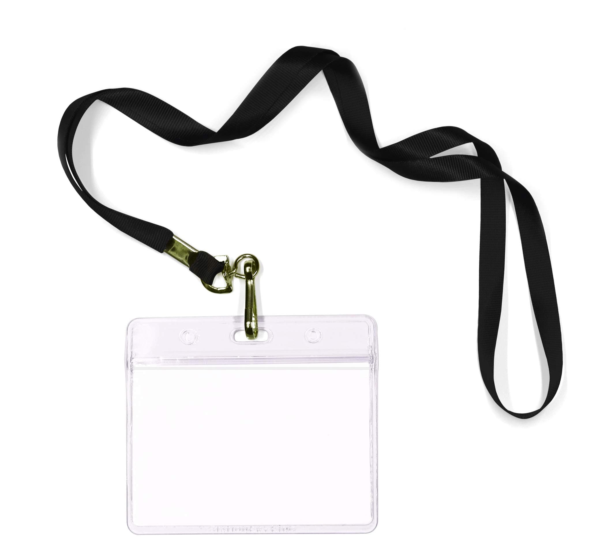 Durably Woven Lanyards & Horizontal ID Badge Holders ~Premium Quality, Waterproof & Dustproof ~ for Moms, Teachers, Tours, Events, Businesses, Cruises & More (50 Pack, Black) by Stationery King