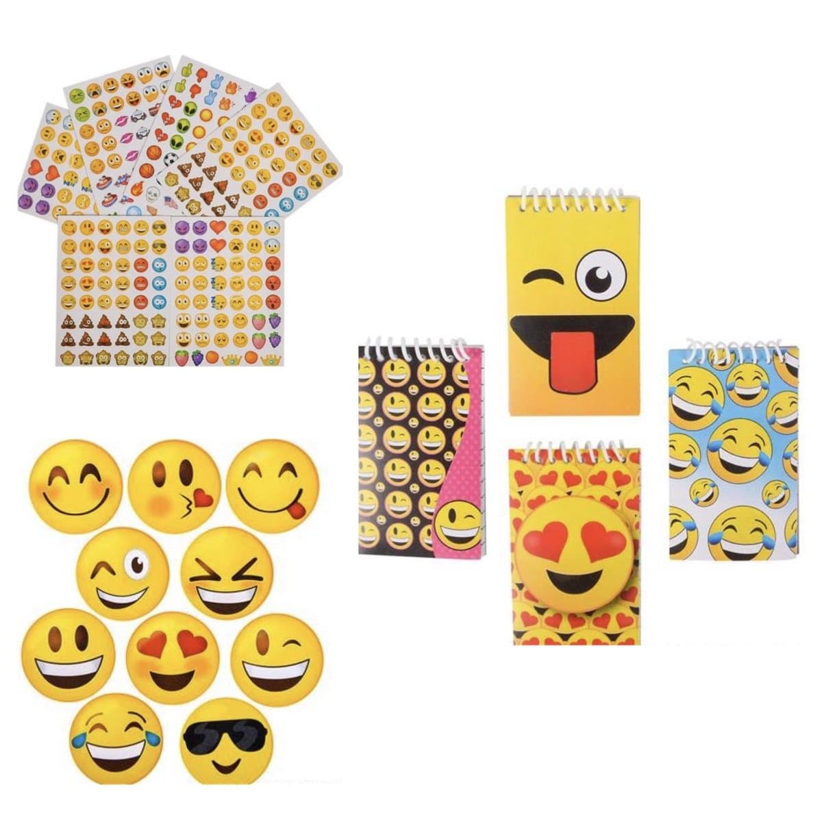 312 Emoji Stickers & 24 Mini Notebooks - Smile Teacher Classroom Rewards Motivation Smiley Emoticon - Party Favors