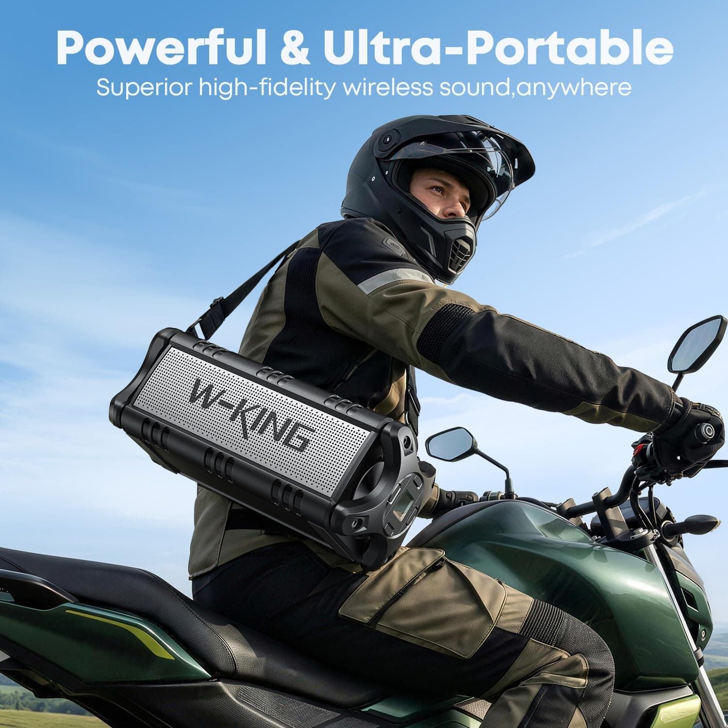 Portable Bluetooth Speakers, W-KING 50W Bluetooth Speaker Loud, IPX6 Waterproof Outdoor Speaker with 5200mAh Power Bank, Wireless Bass Speaker Bluetooth 5.0 with 24H Playtime/TF Card/AUX/NFC