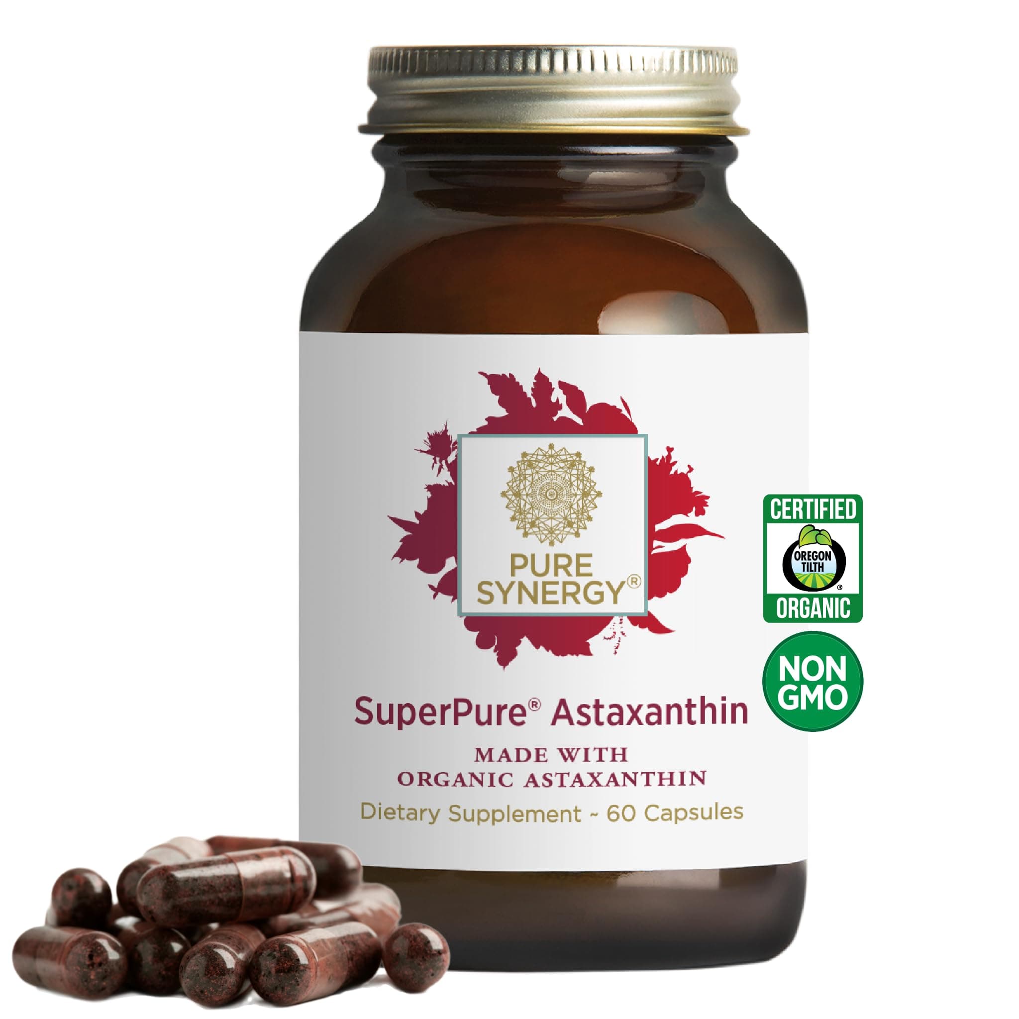 SuperPure Astaxanthin Extract | Organic Astaxanthin from Algae with Sunflower Lecithin | Antioxidant Support for Skin and Eye Health (60 Capsules)