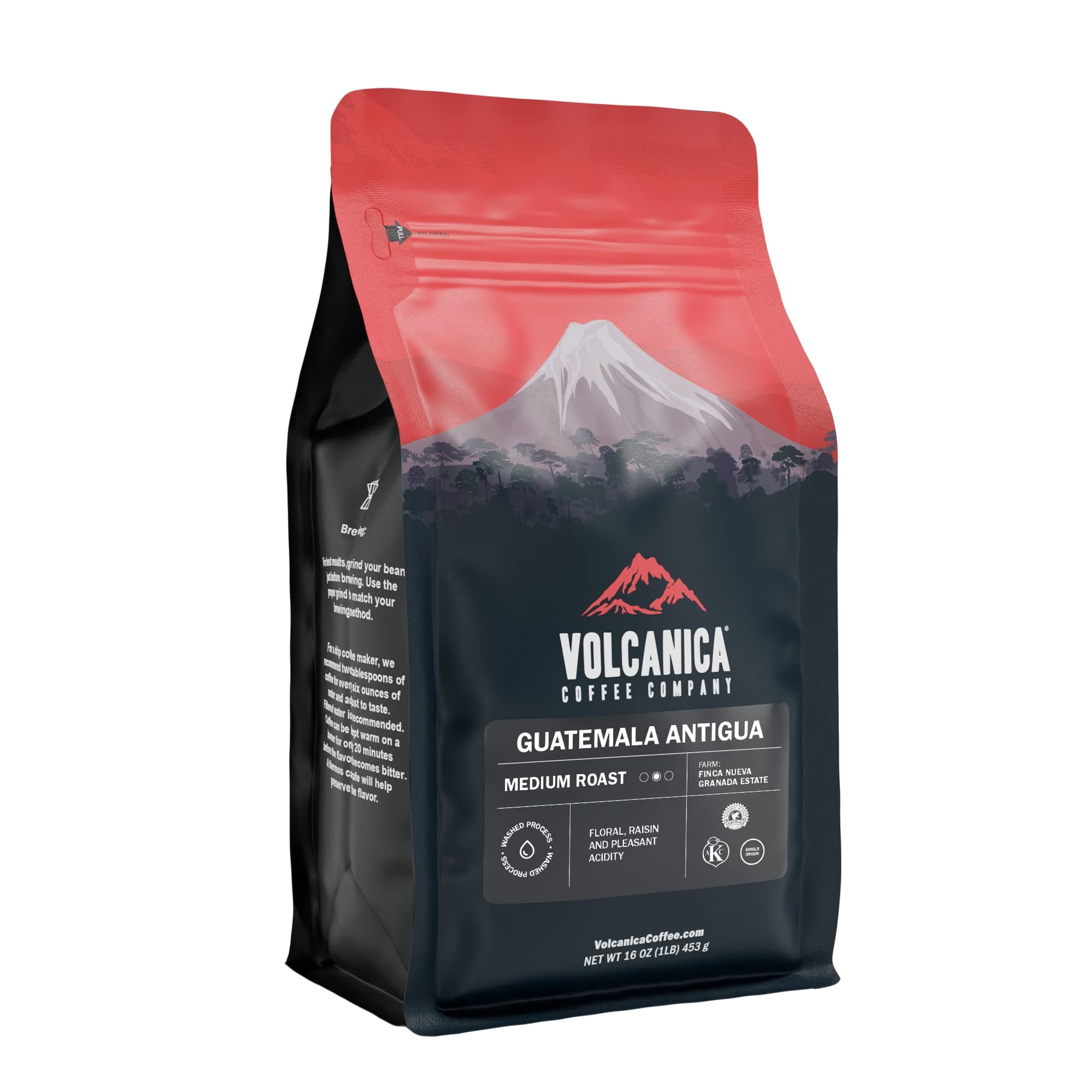 Guatemala Coffee, Antigua, Whole Bean, Medium Roast, Single Origin, Fresh Roasted, 453 g
