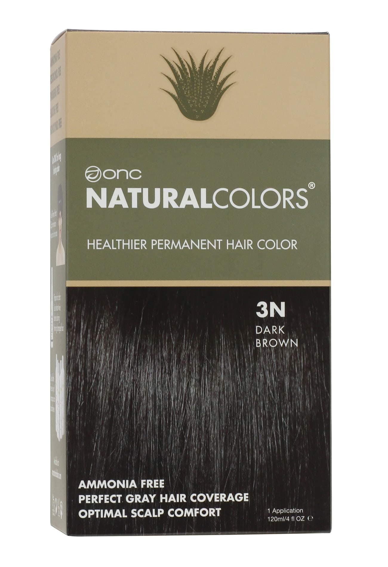 (3N Natural Dark Brown) 4 fl. oz. (120 mL) Heat Activated Healthier Permanent Hair Dye with Certified Organic Ingredients, Ammonia Free, Vegan Friendly, 100% Gray Coverage