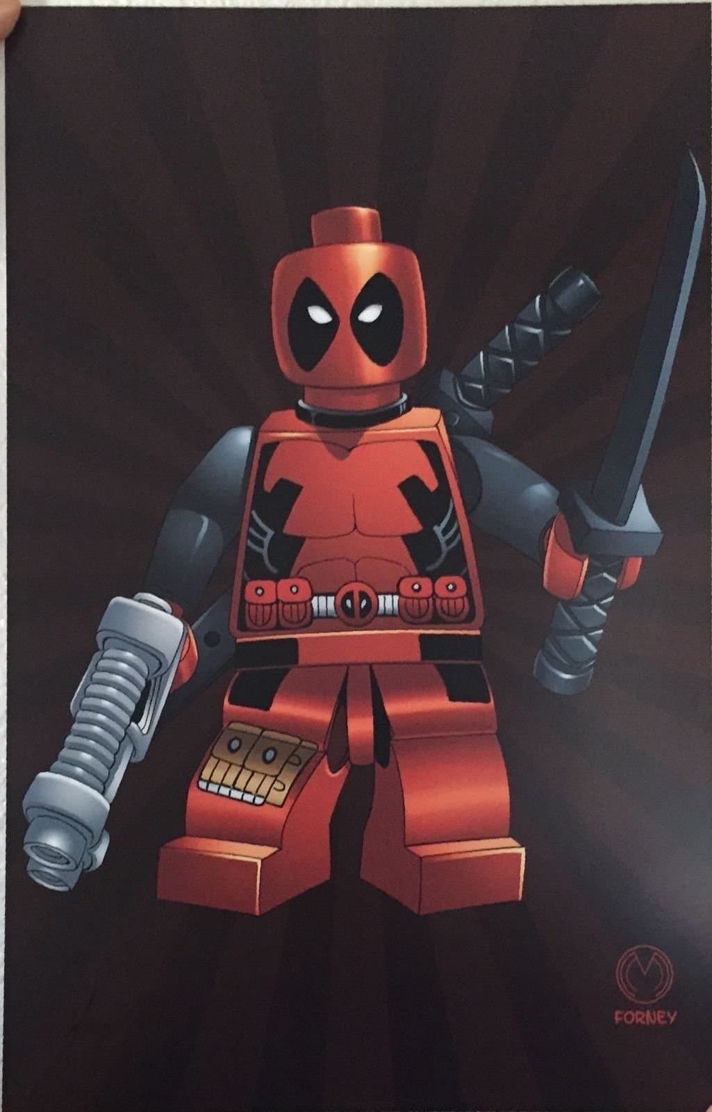 Lego Deadpool 11x17 Art Print by Marat Mychaels! Signed! Marvel!
