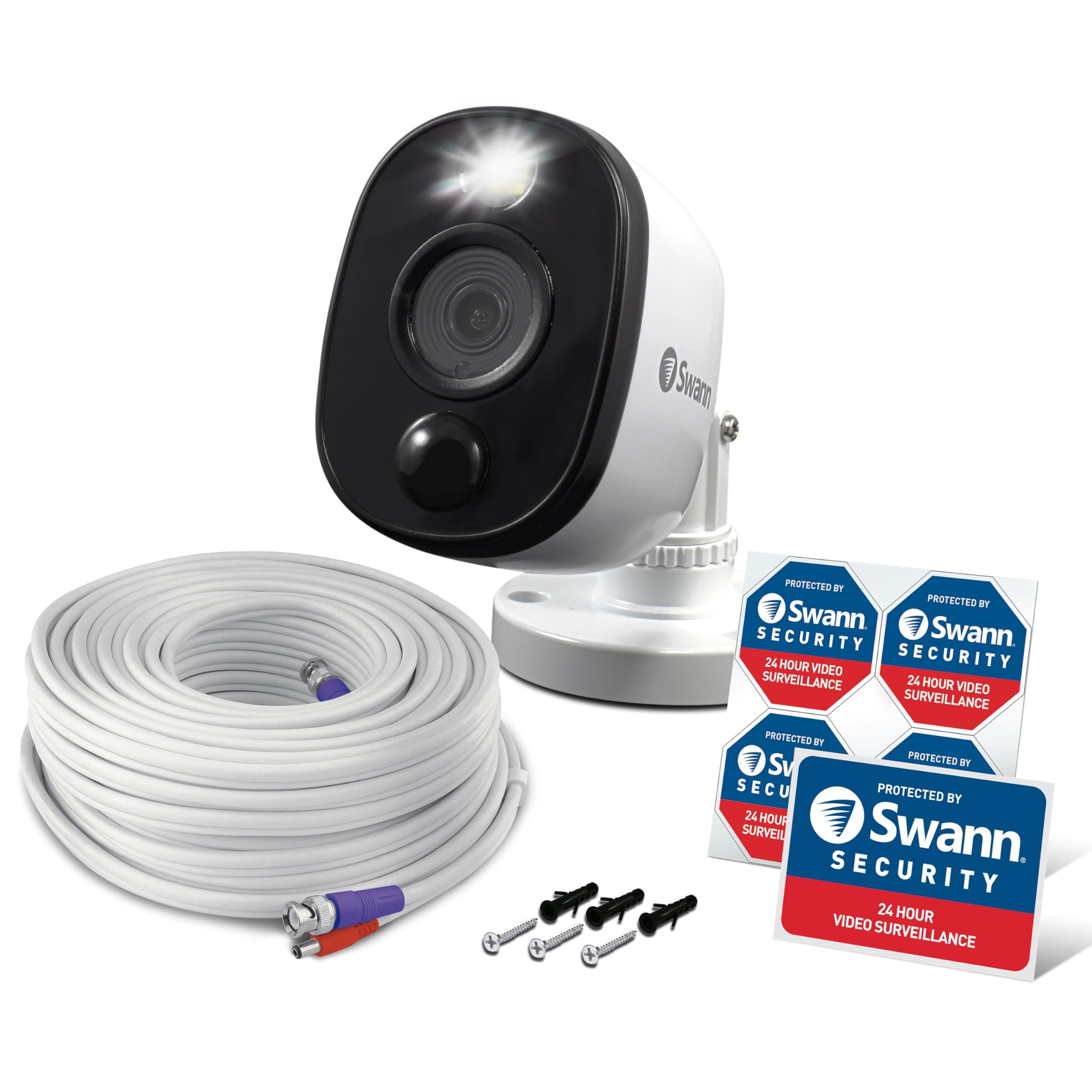 Indoor/Outdoor Home Security Camera, 1080p PIR Bullet Cam with Motion Sensor Spotlight, Infrared Night Vision, Thermal Heat Sensing, BNC Wired Add to DVR, SWPRO-1080MSFB-US