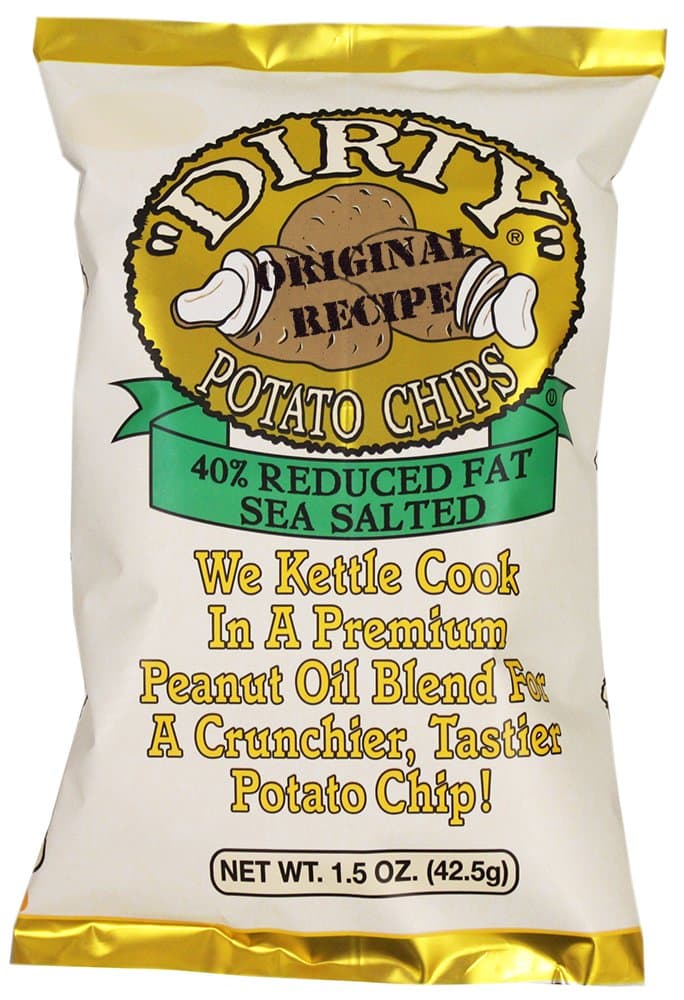 Dirty Kettle Potato Chips, Reduced Fat, Sea Salt, 1.5 oz. Bag, 25 Count – Gluten Free, Skins On, Crunchy Chips, Great for Lunches or Snacking on the Go