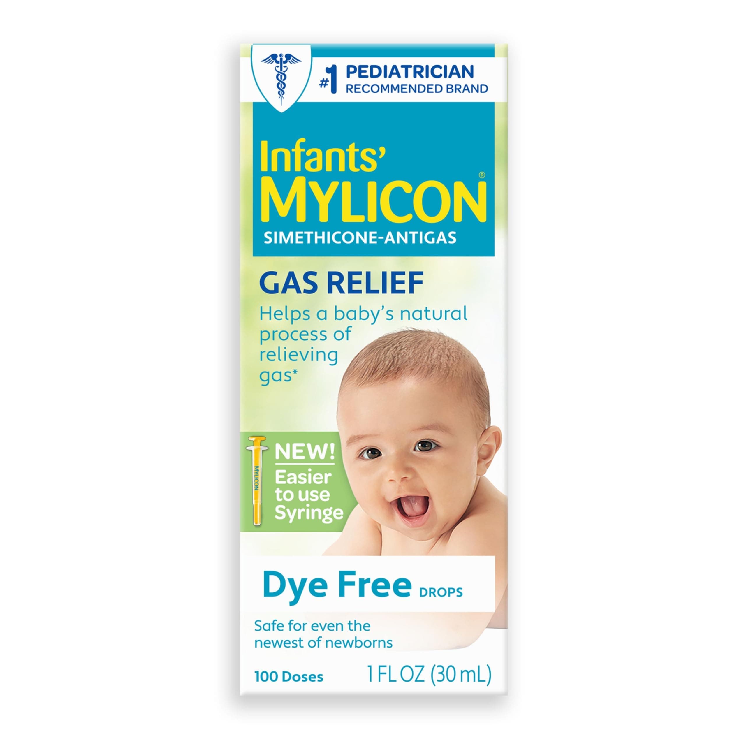 MYLICON Gas Relief Drops for Infants and Babies, Dye Free Formula, 1 Fluid Ounce (Updated Syringe)
