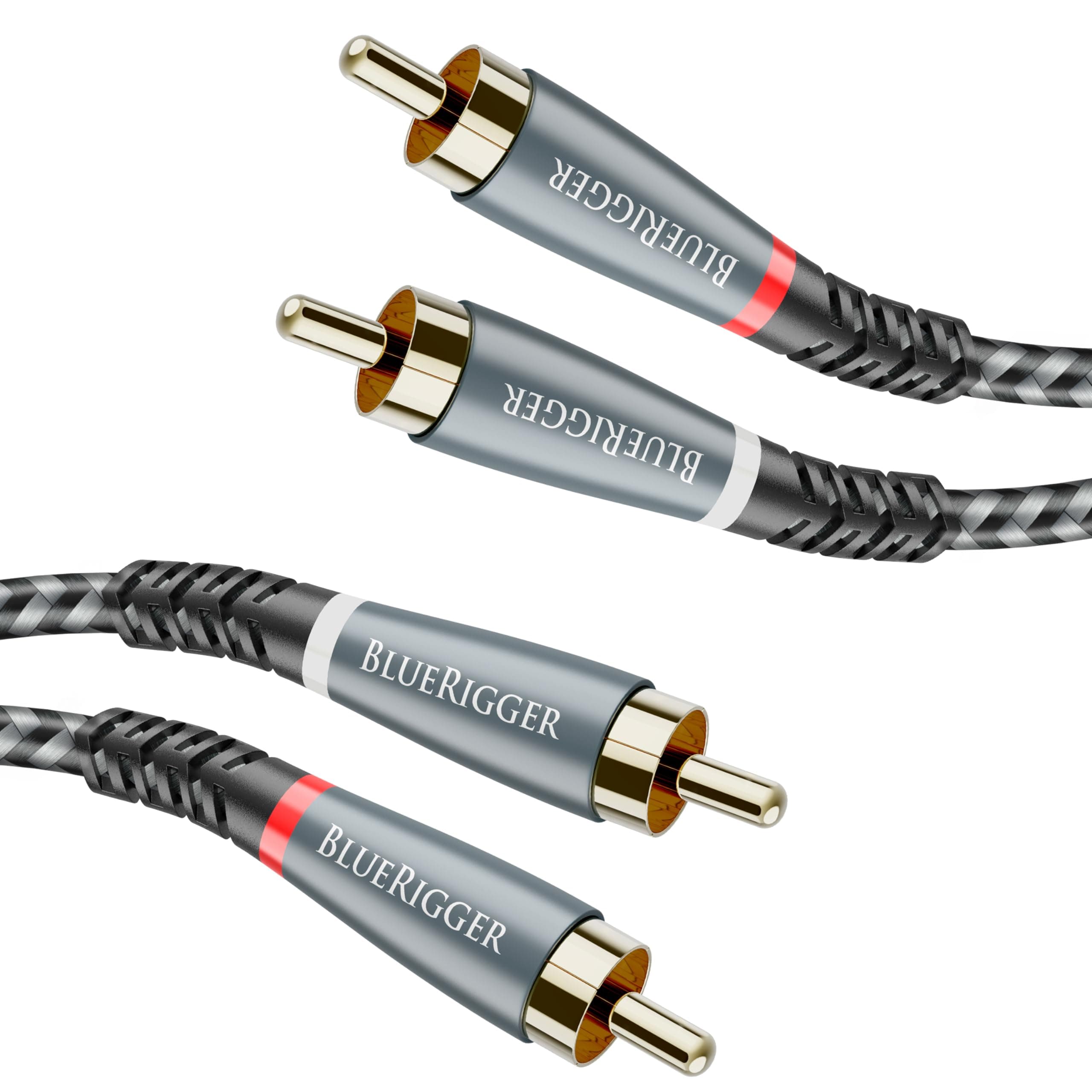 BlueRigger Dual Shielded Subwoofer Audio RCA Cable with Gold Plated connectors (2RCA-TO-2RCA-6FT / 2 Meters)