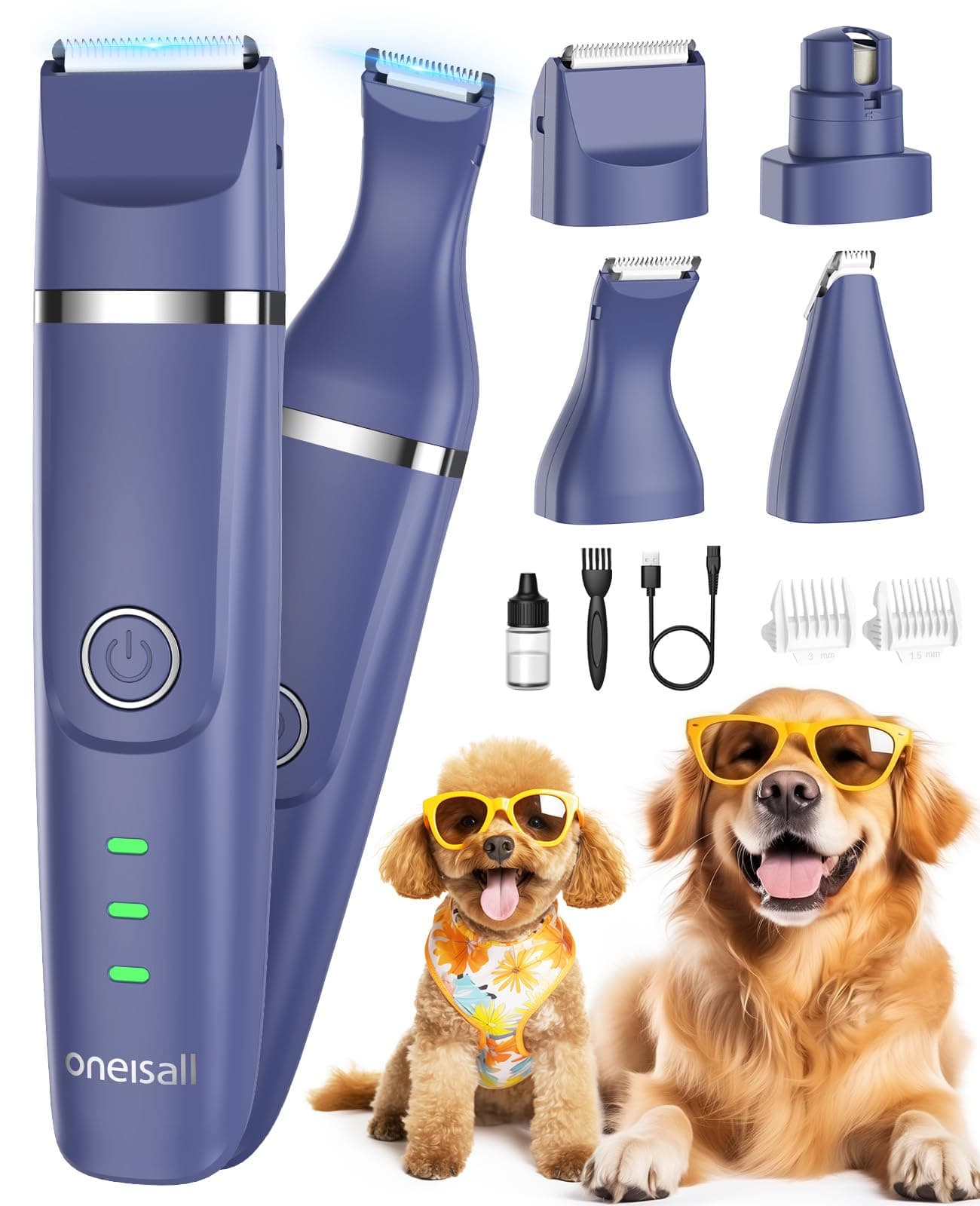 Small Dog Clippers, Quiet Cordless Dog Paw Trimmer & Nail Grinder, Dog Grooming Kit for Small Dogs with Guards, 2 Speed Dog Trimmers for Small Dogs(Blue)