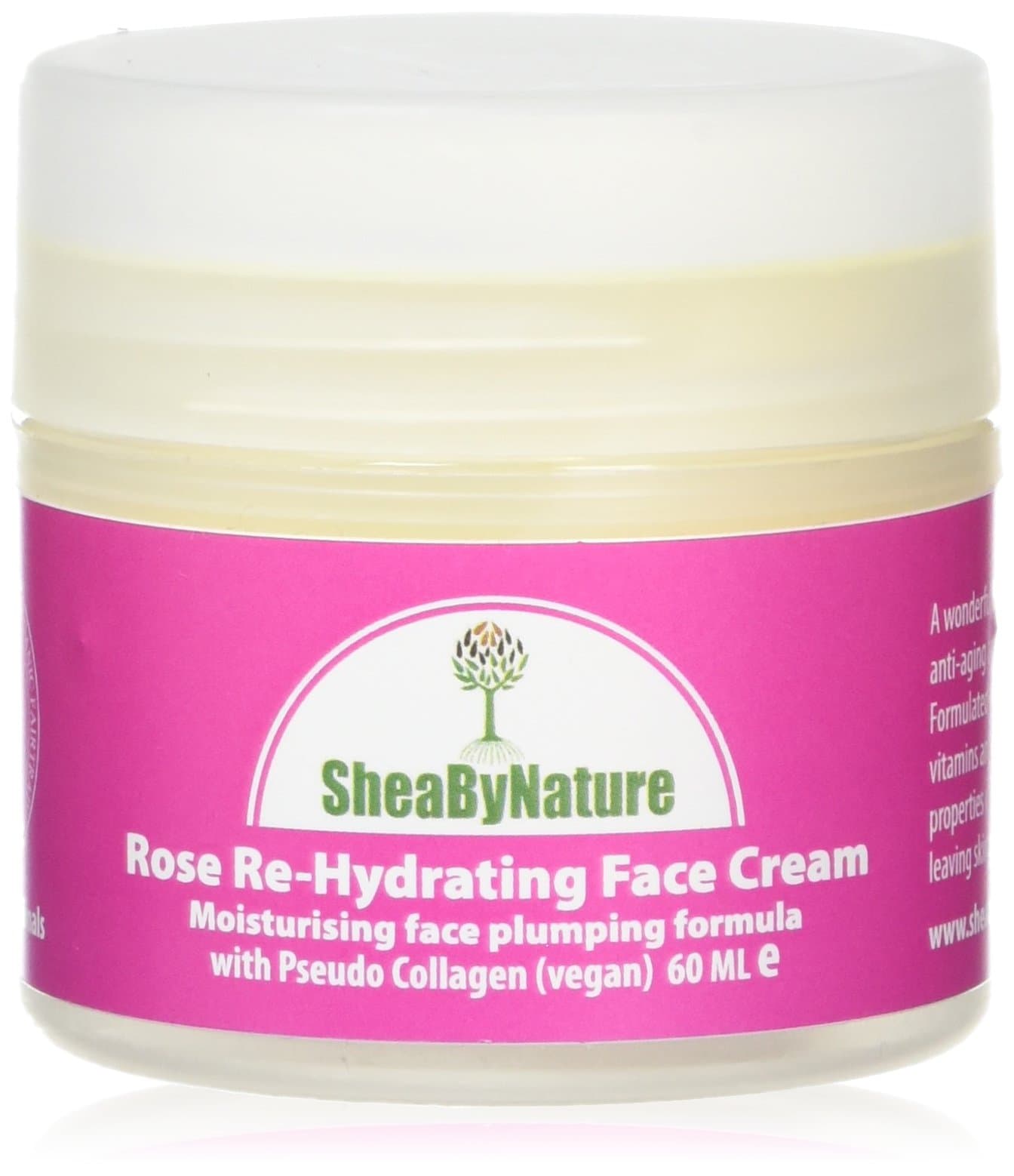 SHEABYNATURE Rose Re-Hydration Face Cream with Shea Butter, Vegan Collagen, Rose Oil and Antioxidants (60ml)
