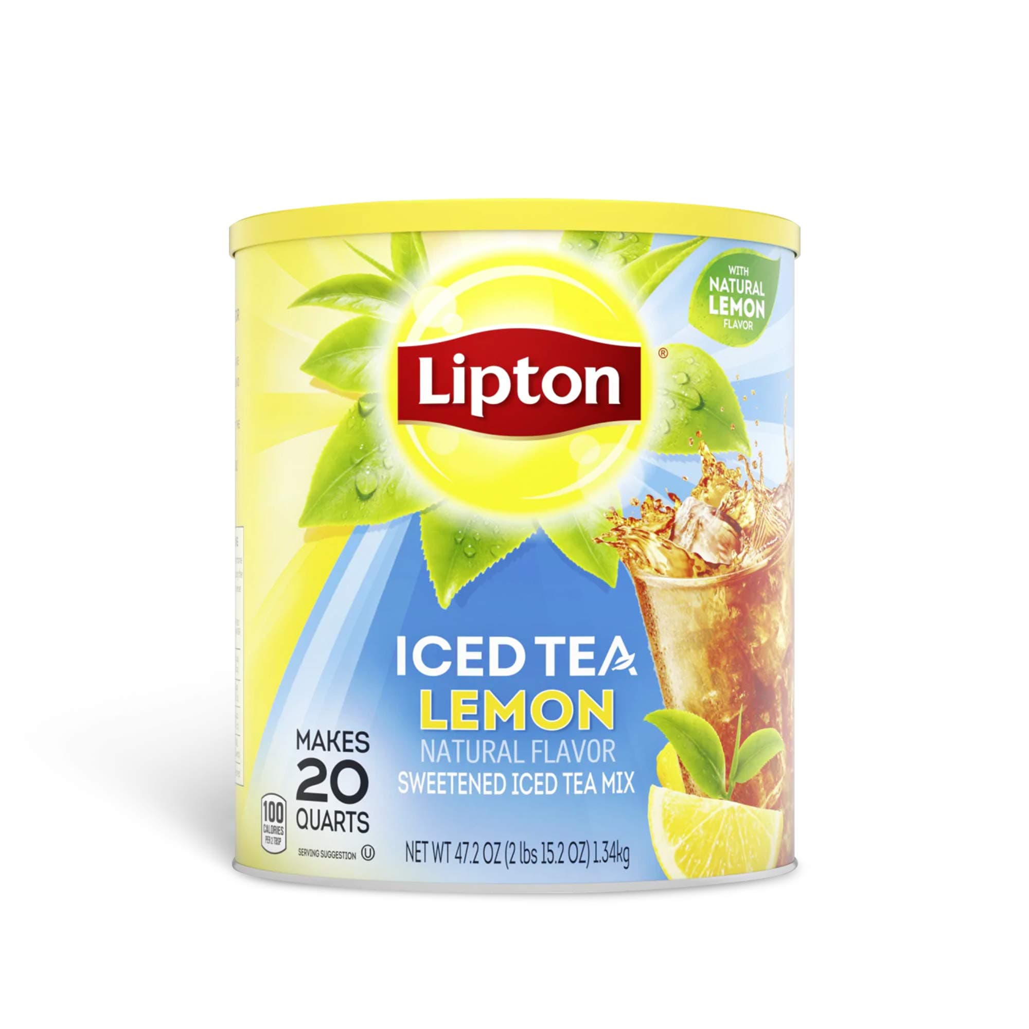 Lipton Iced Tea - Natural Lemon - Makes 20 Quarts - Net weight 47.2oz (2lbs 15.2oz) 1.34kg
