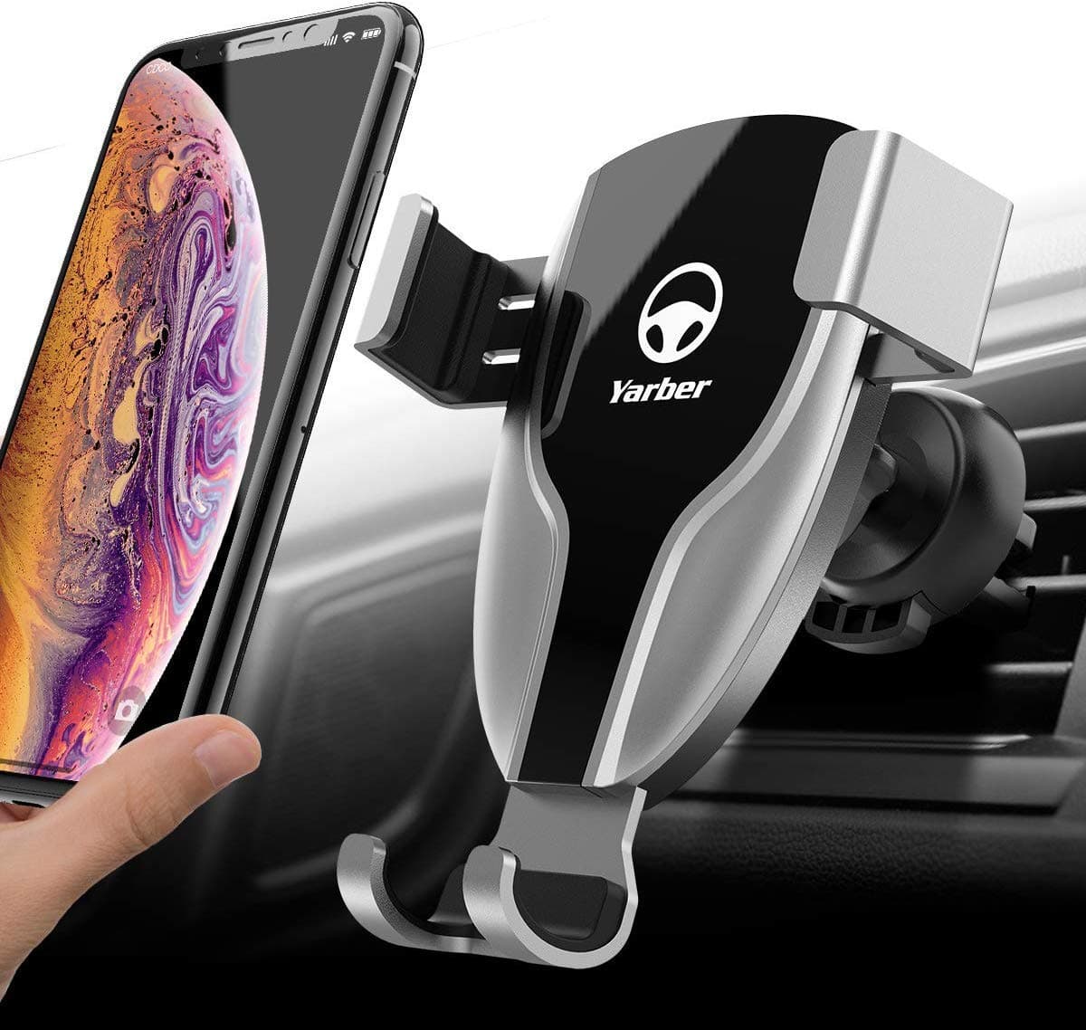 Yarber Car Phone Holder - Gravity Mobile Phone Holder for Car Air Vent Adjustable 360° Rotation Car Mount, Universal for iPhone XS, X, 8, 8 Plus, 7, 7 Plus, 6, Samsung Galaxy S9, S8, S7 Edge