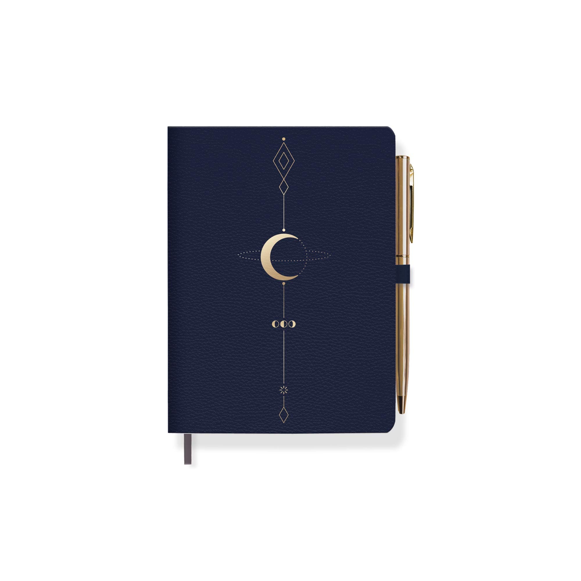 Fringe Vegan Leather Journal with Slim Pen, 192 Lined Pages, 4.5 x 6.5 Inches, Moon Tattoo (jps058)