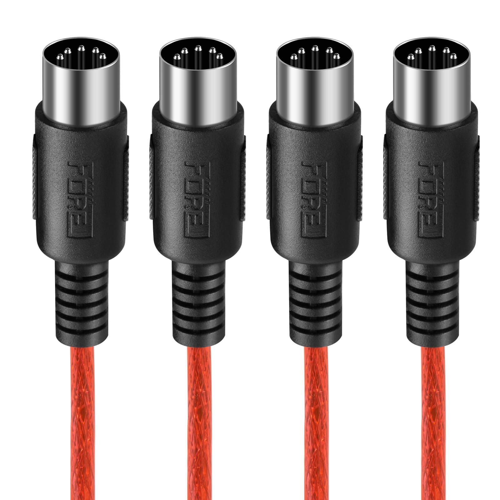 0.3m 2-Pack Male to Male 5-Pin DIN MIDI Cable Compatible with MIDI Keyboard/Synthesizer/Guitar Multi Effects/Audio Interface/Audio Mixer/Auido Amplifier/External Sound Card/Red 0.3m (2 Pack)