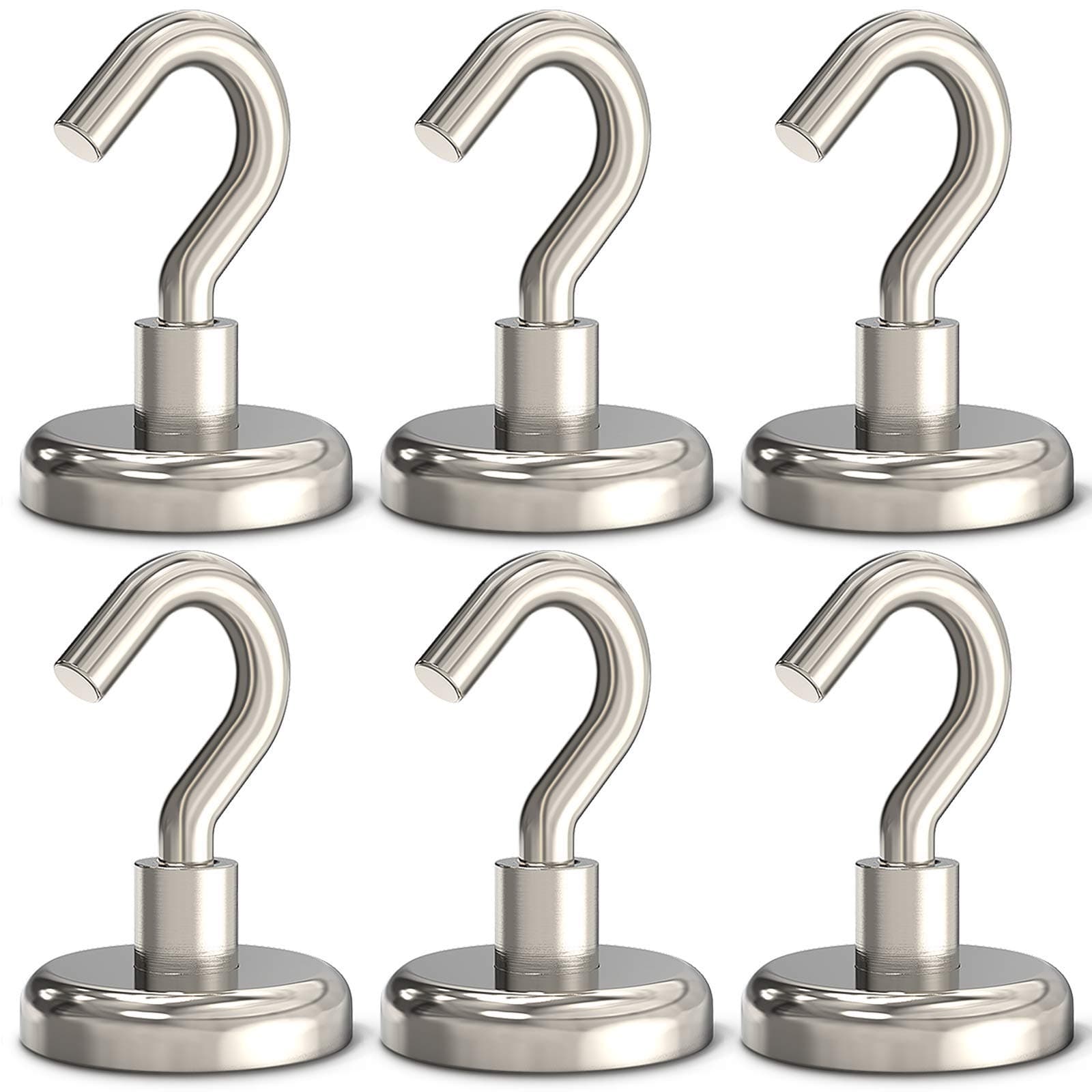Magnetic Hooks Heavy Duty, 110 lbs Strong Magnet Hooks for Hanging, Magnet with Hook for Cruise, Refrigerator, Pack of 6