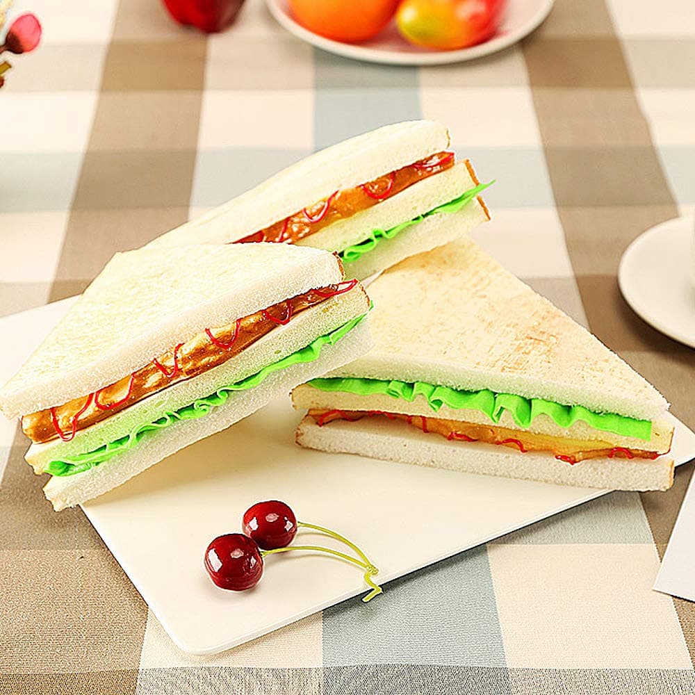HTFGNC Kmiunty 3PCS Simulation Food Artificial Sandwich Fake Food Bread Model Photography Prop for Home Kitchen Party Decoration