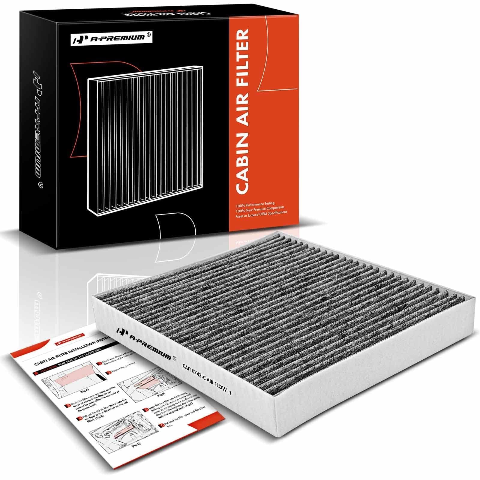 A-Premium Cabin Air Filter with Activated Carbon Compatible with Dodge, Chrysler, Nissan, Infiniti, Volkswagen & Ram model - Grand Caravan, Town & Country, Titan, Armada, Q50, G37, QX80, Q60, M35