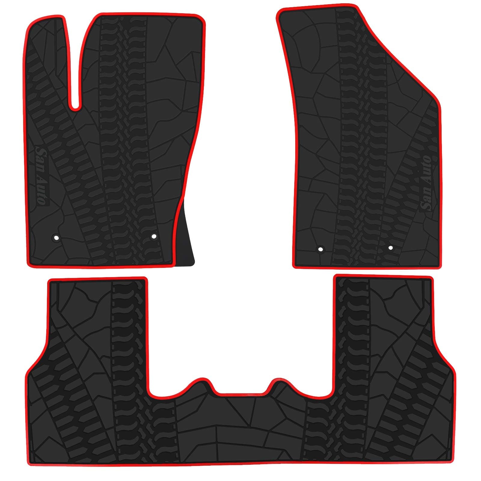 Car Floor Mat Custom Fit for Jeep Compass 2017-2025 2026 Black Red Rubber Auto Floor Liners Mat Set All Weather Protection Heavy Duty Odorless