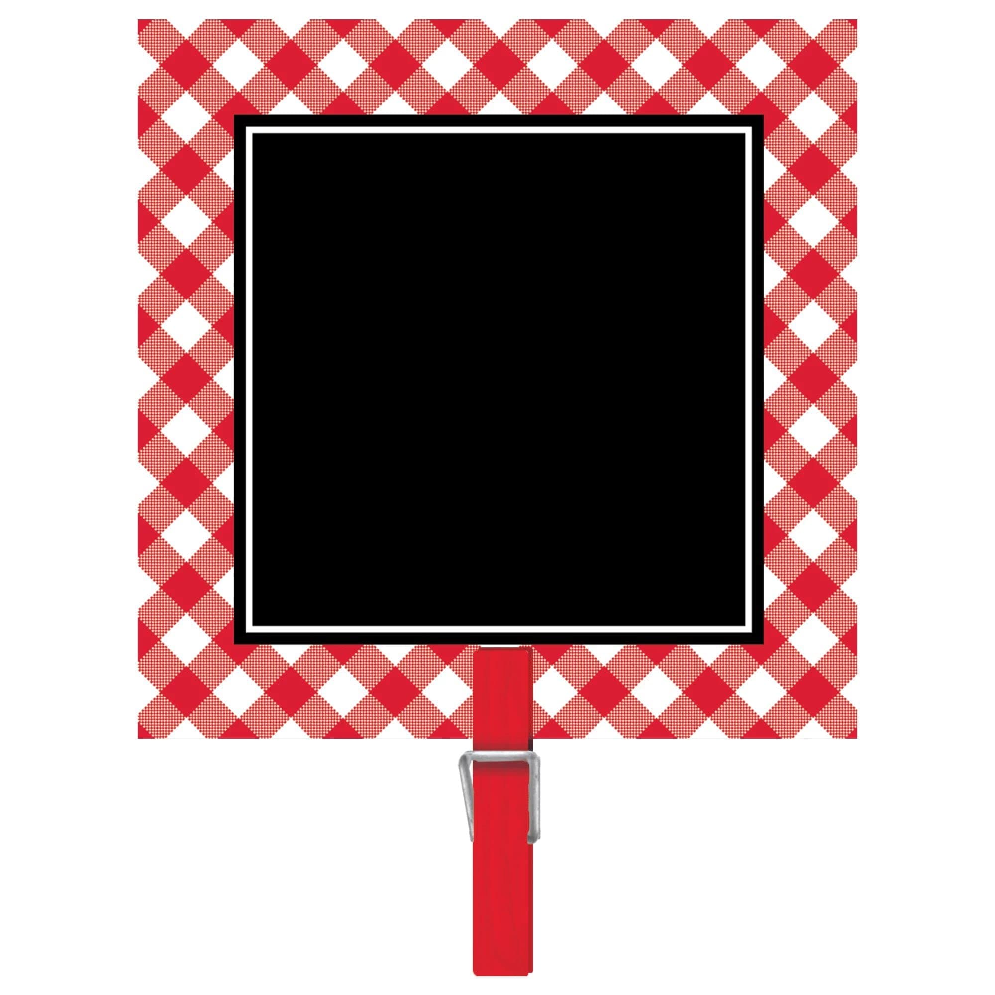 Amscan Picnic Party Chalkboard Clips - 3' x 3', Red Gingham, 8 Pcs