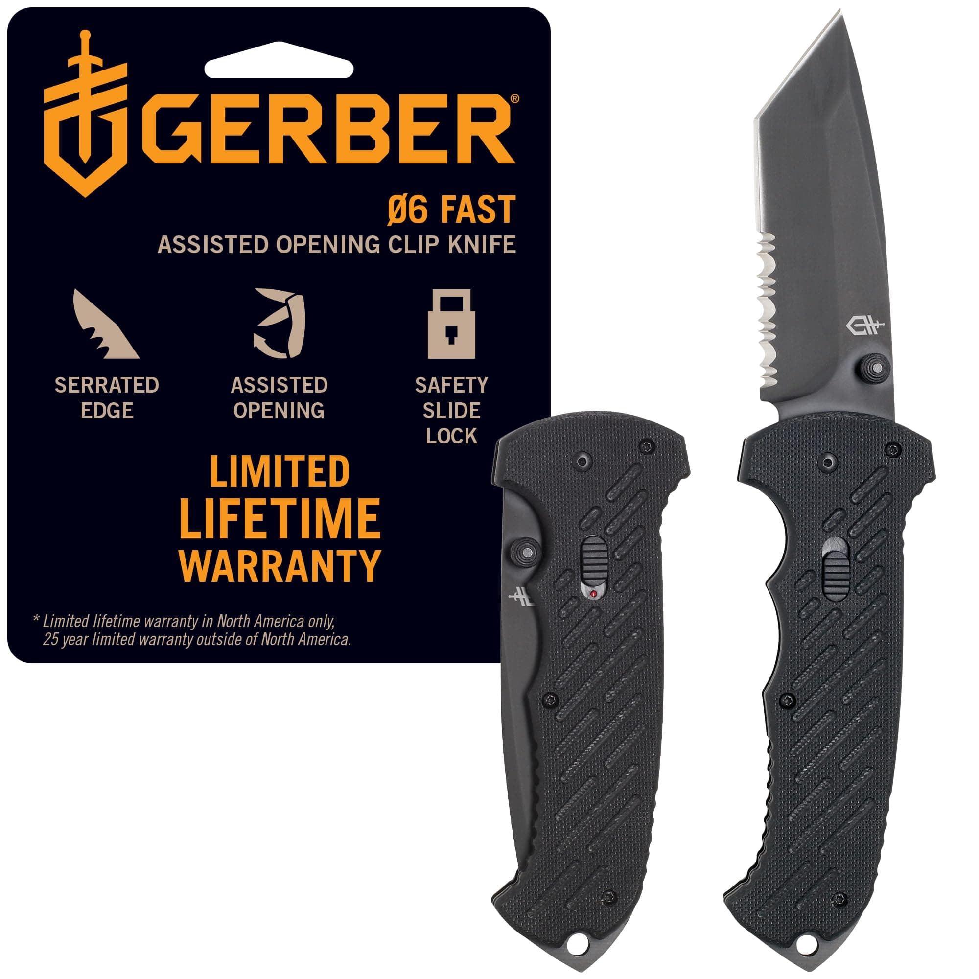 Gear 06 FAST Folding Pocket Knife, Tactical Tanto Pocket Knife with Serrated Edge for Camping and Survival