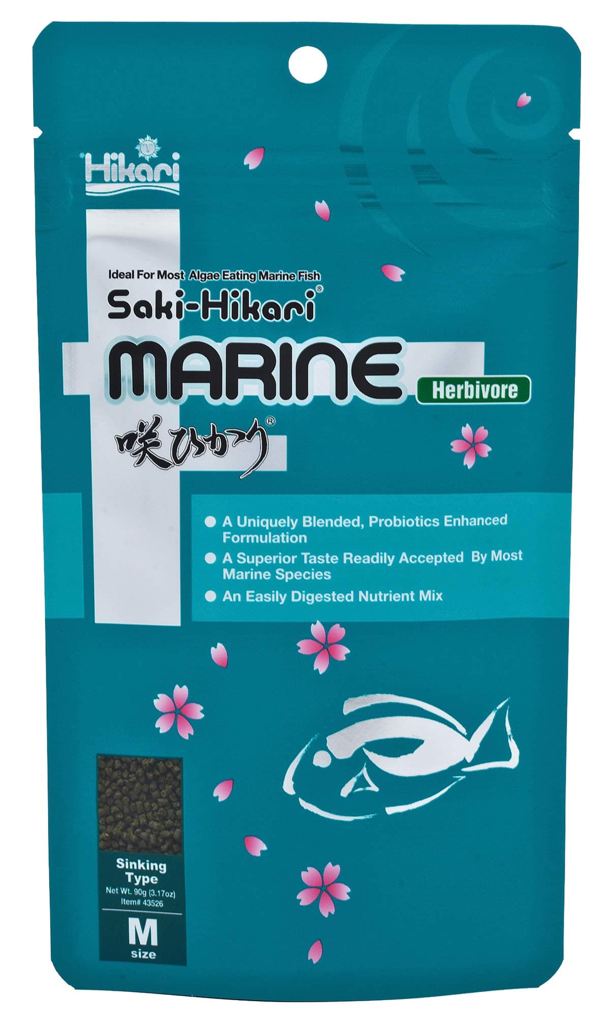 042221 Marine Herbivore Medium Sinking Pellets Marine Fish Food, One Size