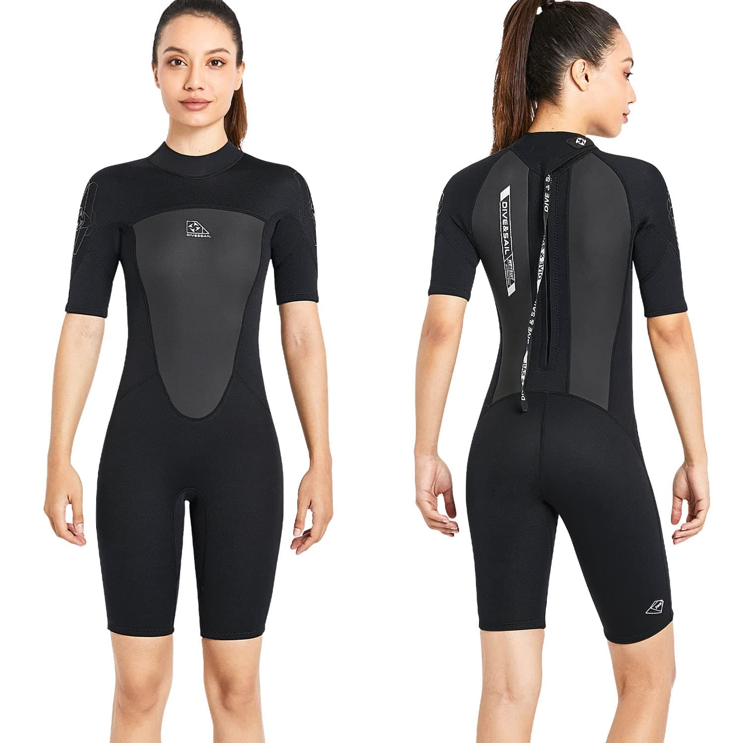 Shorty Wetsuit Men Women 2mm Neoprene Back Zip Wetsuit Spring Suit for Snorkeling Surfing Kayaking Scuba Short Sleeve Wet Suit 2097BK