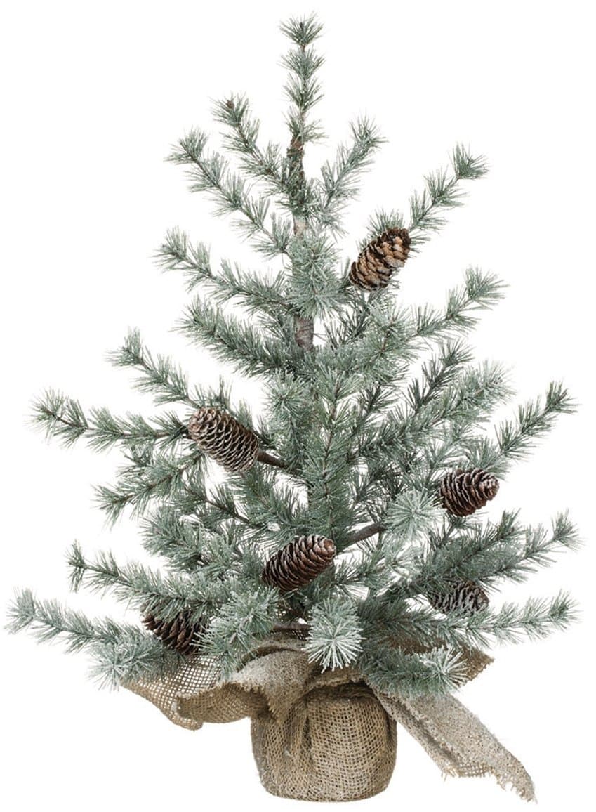 Sullivans Gift Pine and Burlap Snow Dusted 24 inch Artificial Christmas Tree Decoration