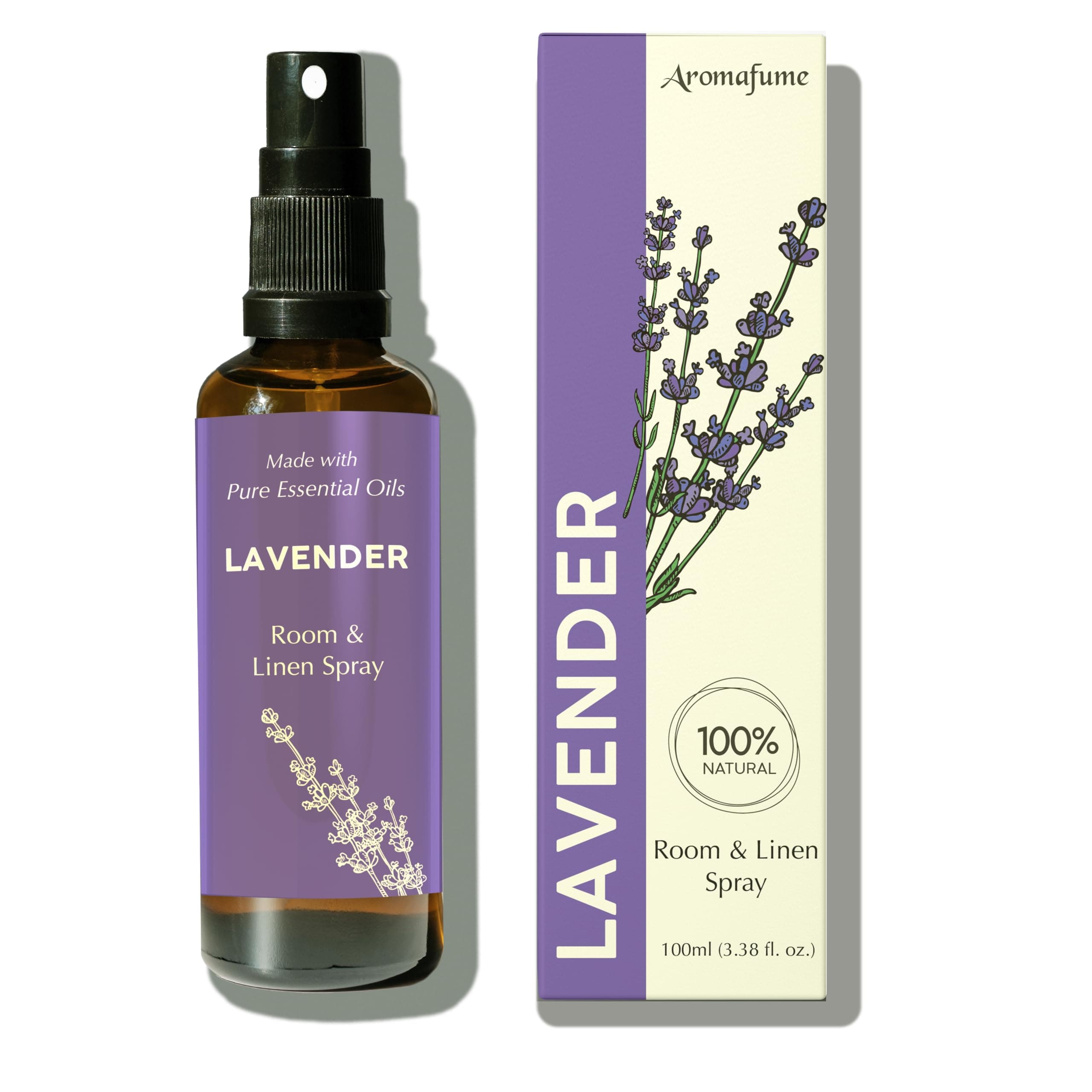 Lavender Room, Linen & Pillow Spray by Aromafume | 100ml/3.38 fl oz | with Pure Lavender Essential Oil | Aromatherapy Spray for Relaxation, Sleep & Stress Relief | Mist for Bedding, Fabrics