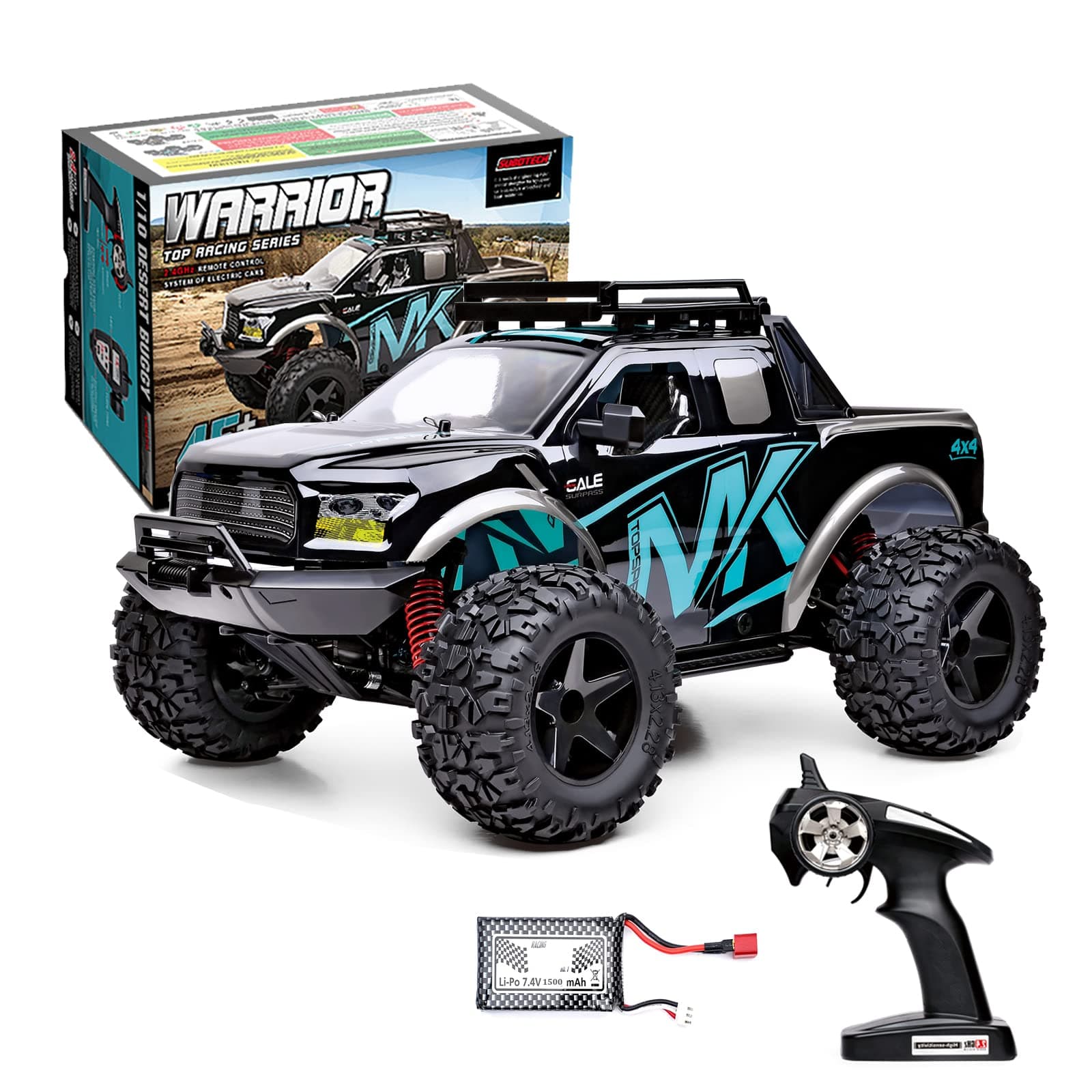 RC Cars 1:10 Scale 45+ kmh High Speed Large Remote Control Car 4x4 Off Road Monster Truck Electric 2.4GHz All Terrain Waterproof Boy Toys Truck Crawler Hobby Car for Kids and Adults
