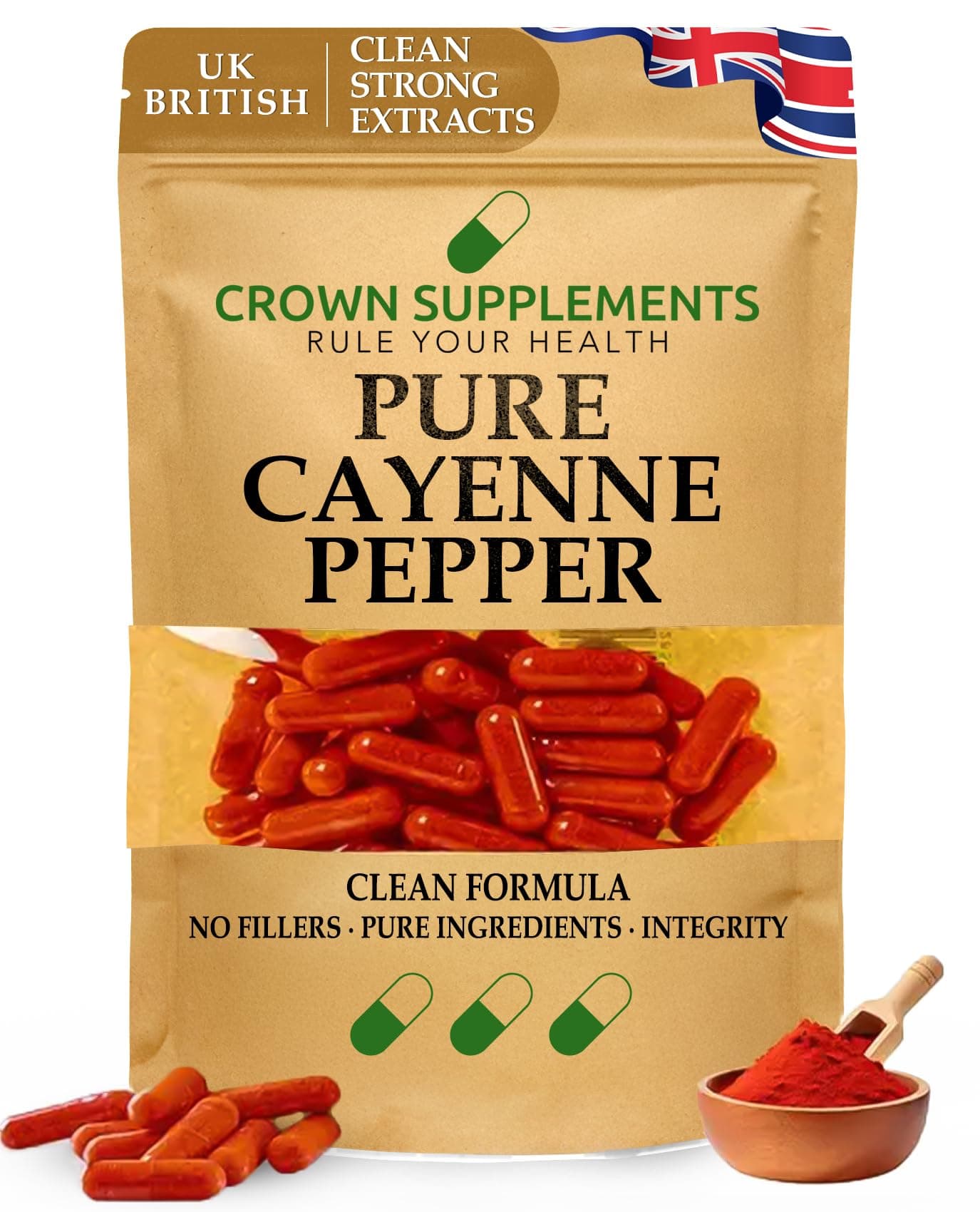 Pure Cayenne Pepper | Fat Burners | Fat Burners for Men Weight Loss | Fat Burners for Women Weight Loss | Fat Burner Capsules | Crown Supplements UK (90 Capsules)