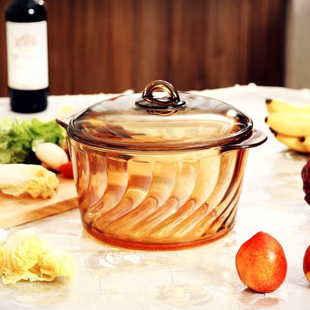 YITA Made in France 5.0L Round Stewpot with Glass Cover for cooking Soup, Frying, Steaming, Deep Frying, Boiling and More