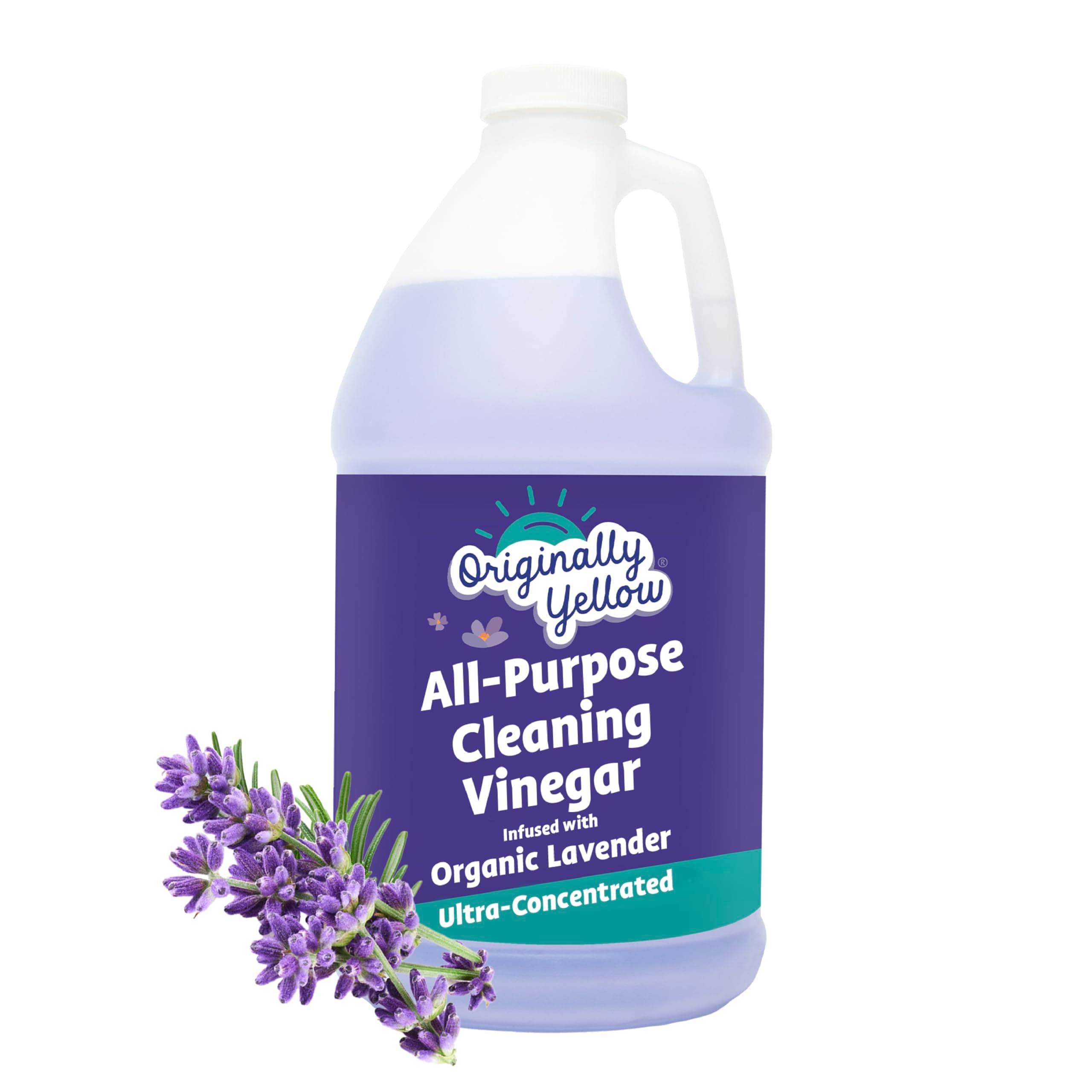 – Originally Yellow All-Purpose Cleaning Vinegar for Home Floor Cleaning Solution with Distilled Vinegar | Infused with Organic Lavender | Plant-Based House Cleaning Supplies, 1.89 L (1-Pack)