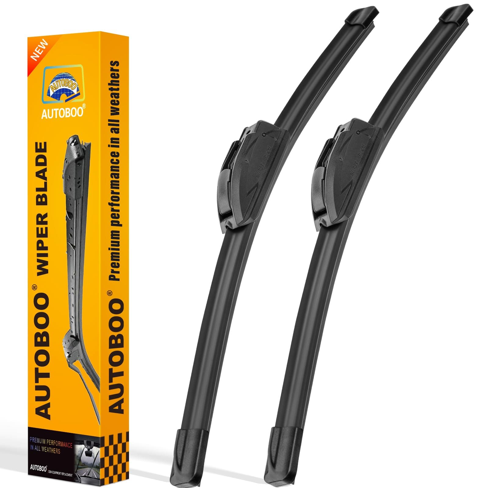24"+ 18" Windshield Wiper Blades Premium All-Seasons OEM Quality Wipers with Durable Stable and Quiet, Pack of 2 (pair for front windshield)