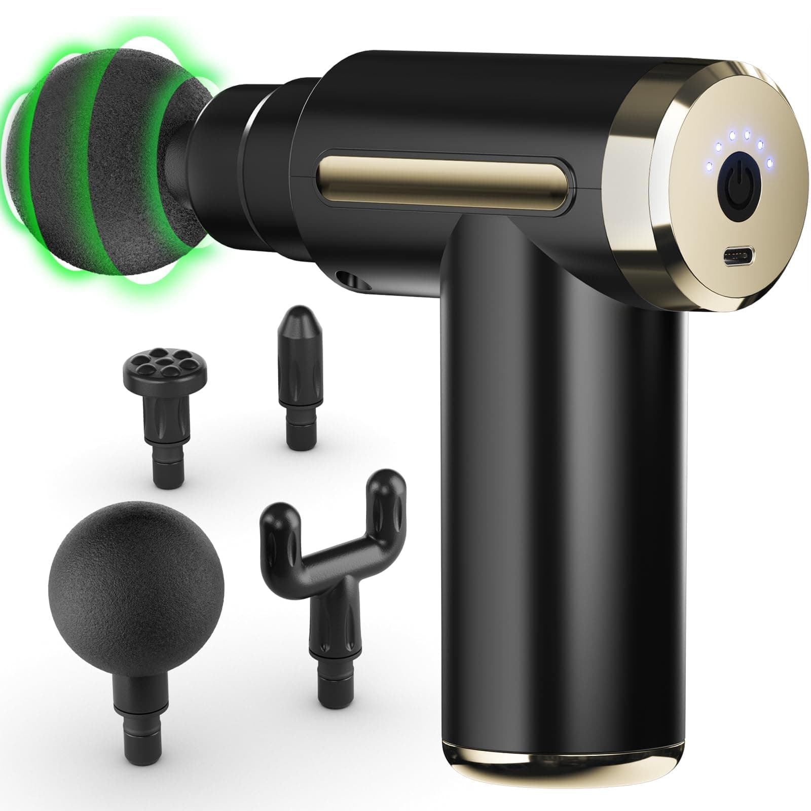 cotsoco Massage Gun, Muscle Percussion Massager with 6 Speeds, Quiet Hand Massager, Massage Gun for Shoulder, Body, Back Relaxation, Portable Massager, gold-coloured