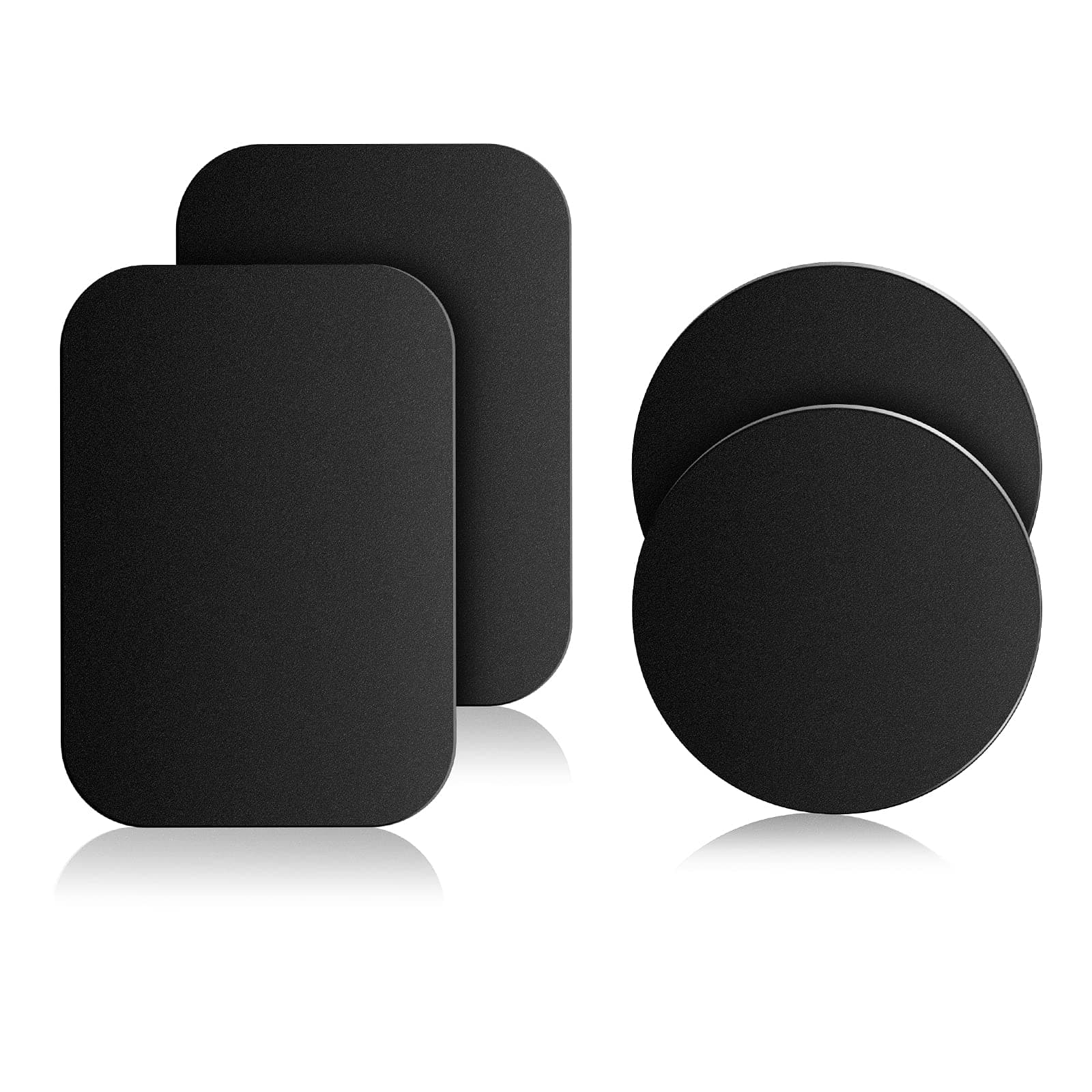 Mount Metal Plate for Cell Phone Magnet Holder Magnetic Car Mount with Strong Adhesive Sticker, 2 Round and 2 Rectangle Black