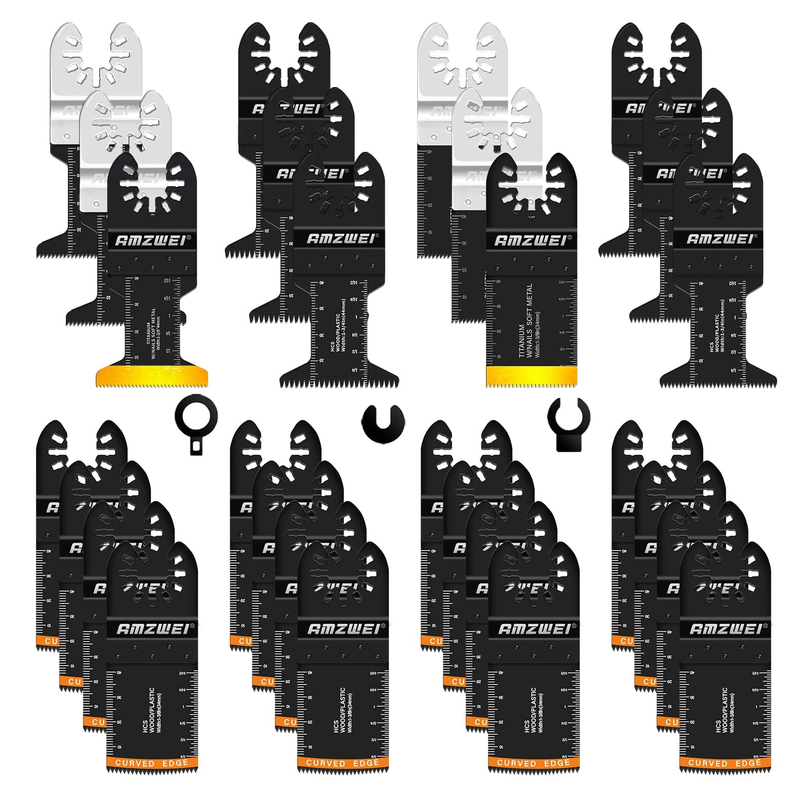 28PCS Oscillating Saw Blades, Professional Universal Titanium Multitool Blades for Wood Metal, Quick Release Multi Tool Blades Kits Compatible with Dewalt Ryobi Milwaukee Rockwell Fein