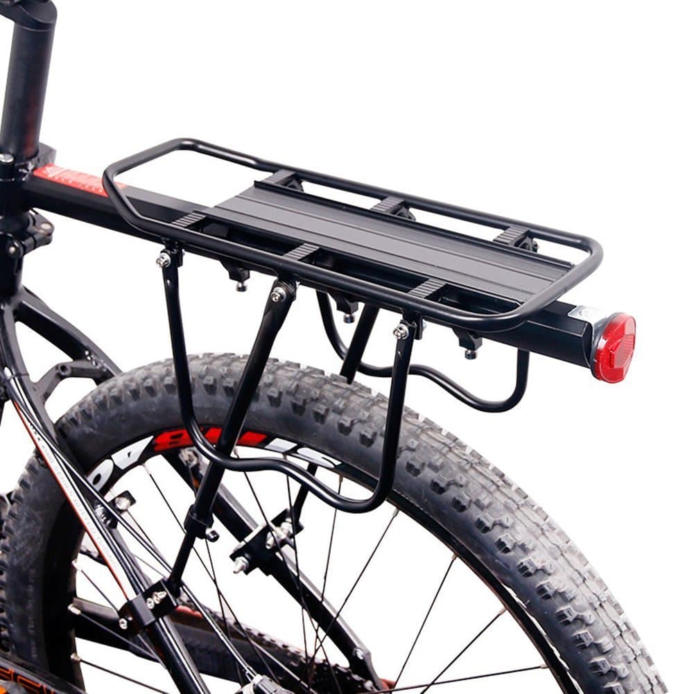 Bicycle Rear Racks,Adjustable Universal Aluminum Alloy 110lb Max Loading Capacity Luggage Carrier Rear Rack with Reflector Attachable for Mountain Bike,Trekking Bikes,Touring bicycle Black