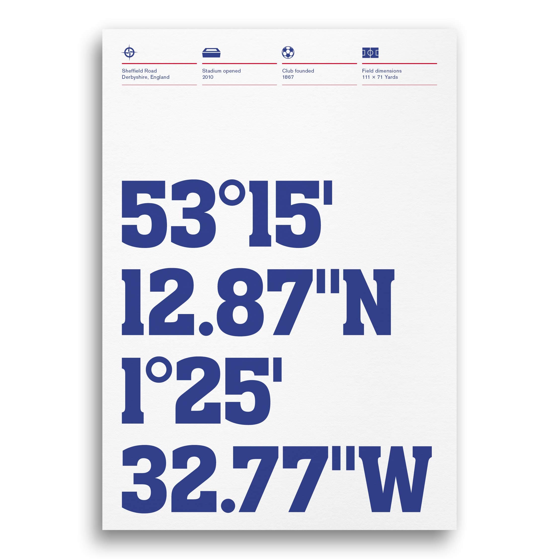 Chesterfield Football Stadium Coordinates Prints and Posters, By Dinkit
