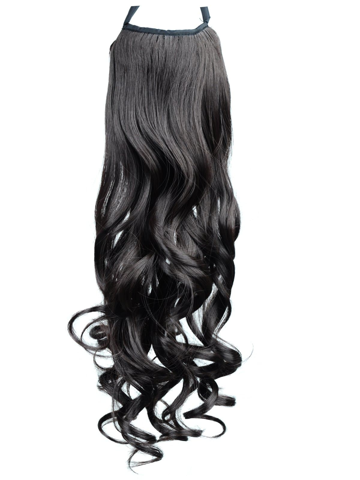 LOLI(TM)Long Wavy Curly Ponytail Pony Wig Hair Piece Extensions Black Brown