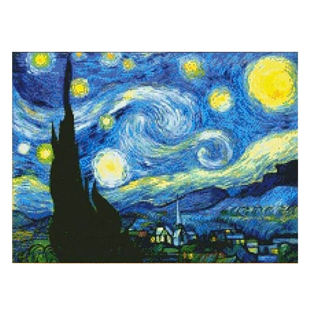 LVSETX Needlecraft Van Gogh The Starry Night 11CT Stamped Cross Stitch Kit