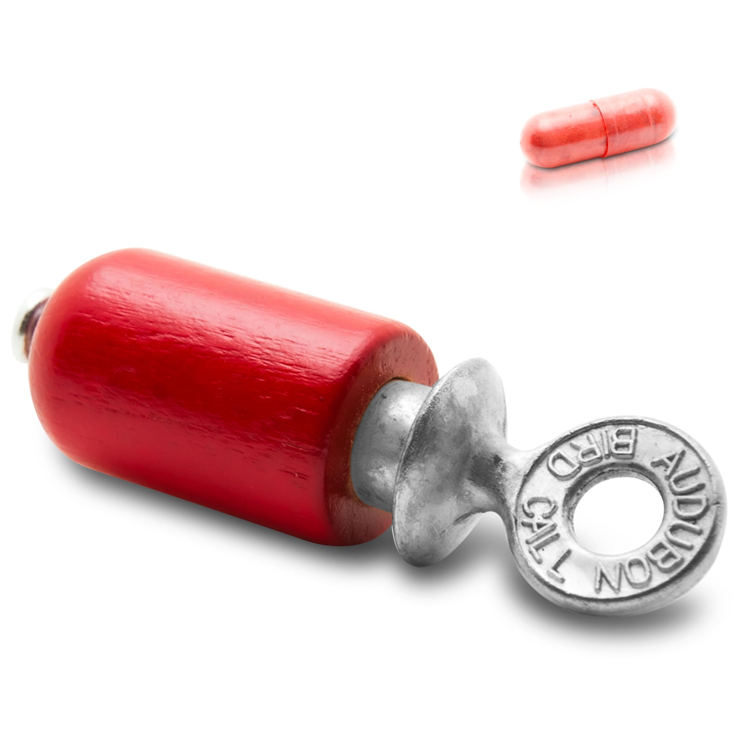 Audubon Bird Call - Red - Handmade Birchwood and Metal - for Attracting Wild Birds - 2.5" x 0.75"